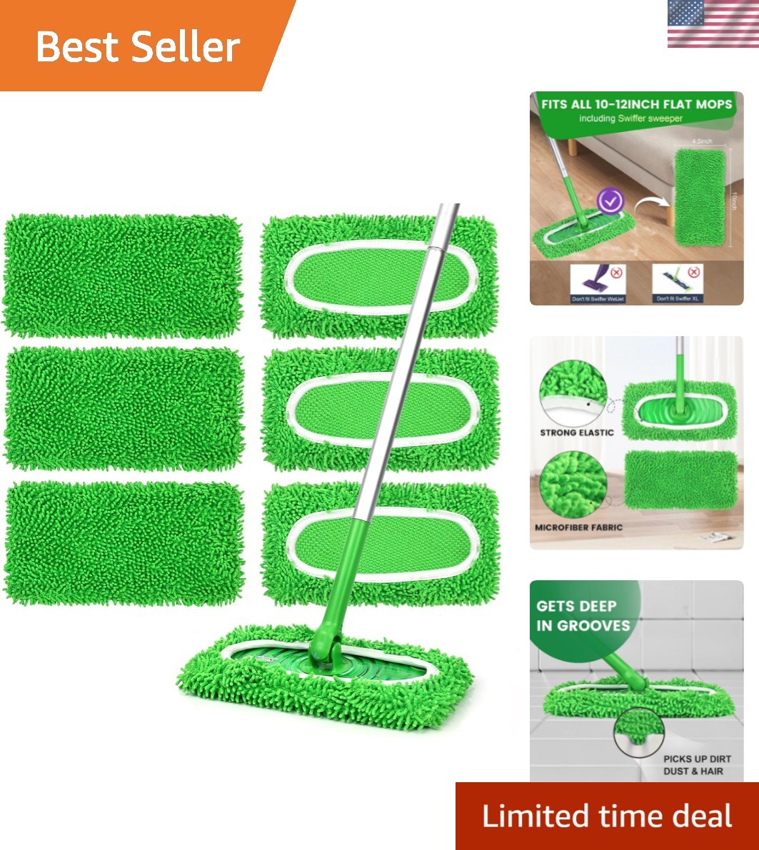 Versatile Reusable Mop Pads – 6 Microfiber Refills for Any Floor Surface