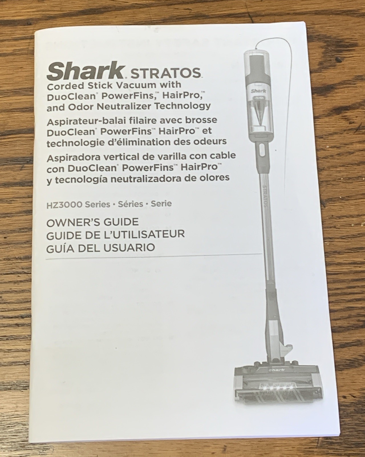 Shark STRATOS Corded Stick Vacuum HZ3000 Series Manual/ Owners Guide