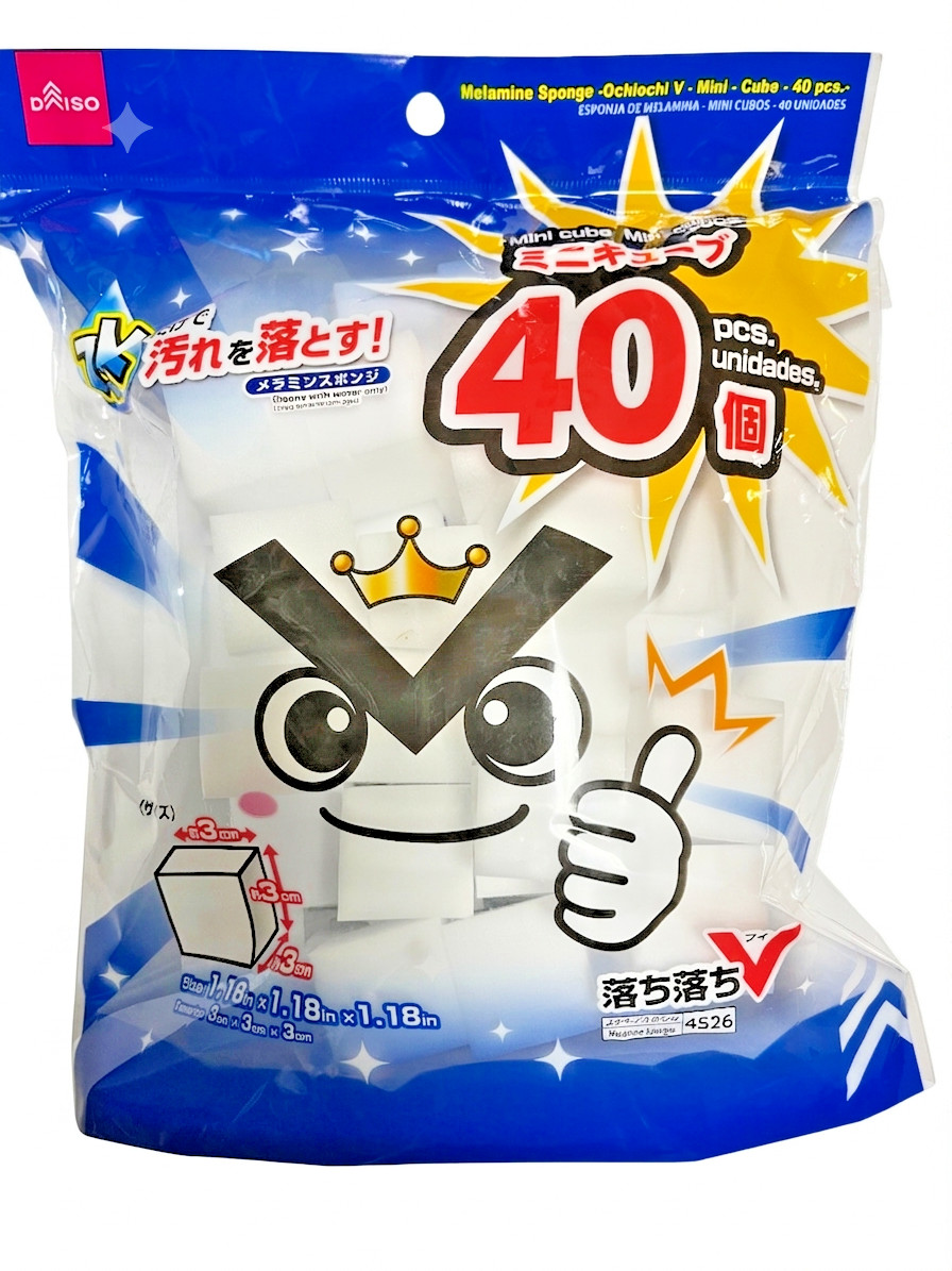 DAISO Melamine Foam Sponge Ochiochi V Mini Cube 40 pcs Japanese Cleaning Eraser