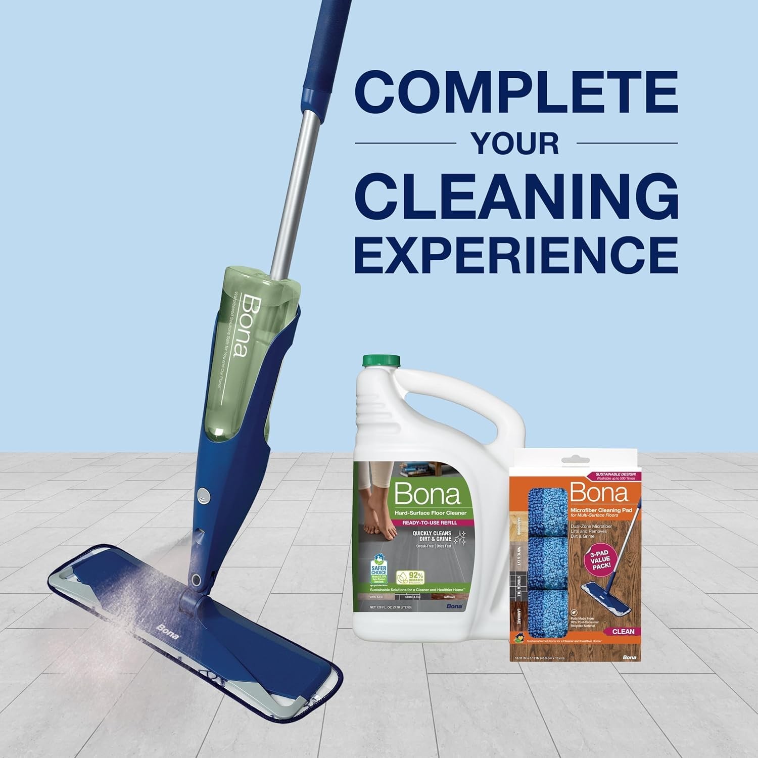 Bona Hard Surface Floor Cleaner Cartridge 34 Oz Multi Surface Safe Eco Friendly