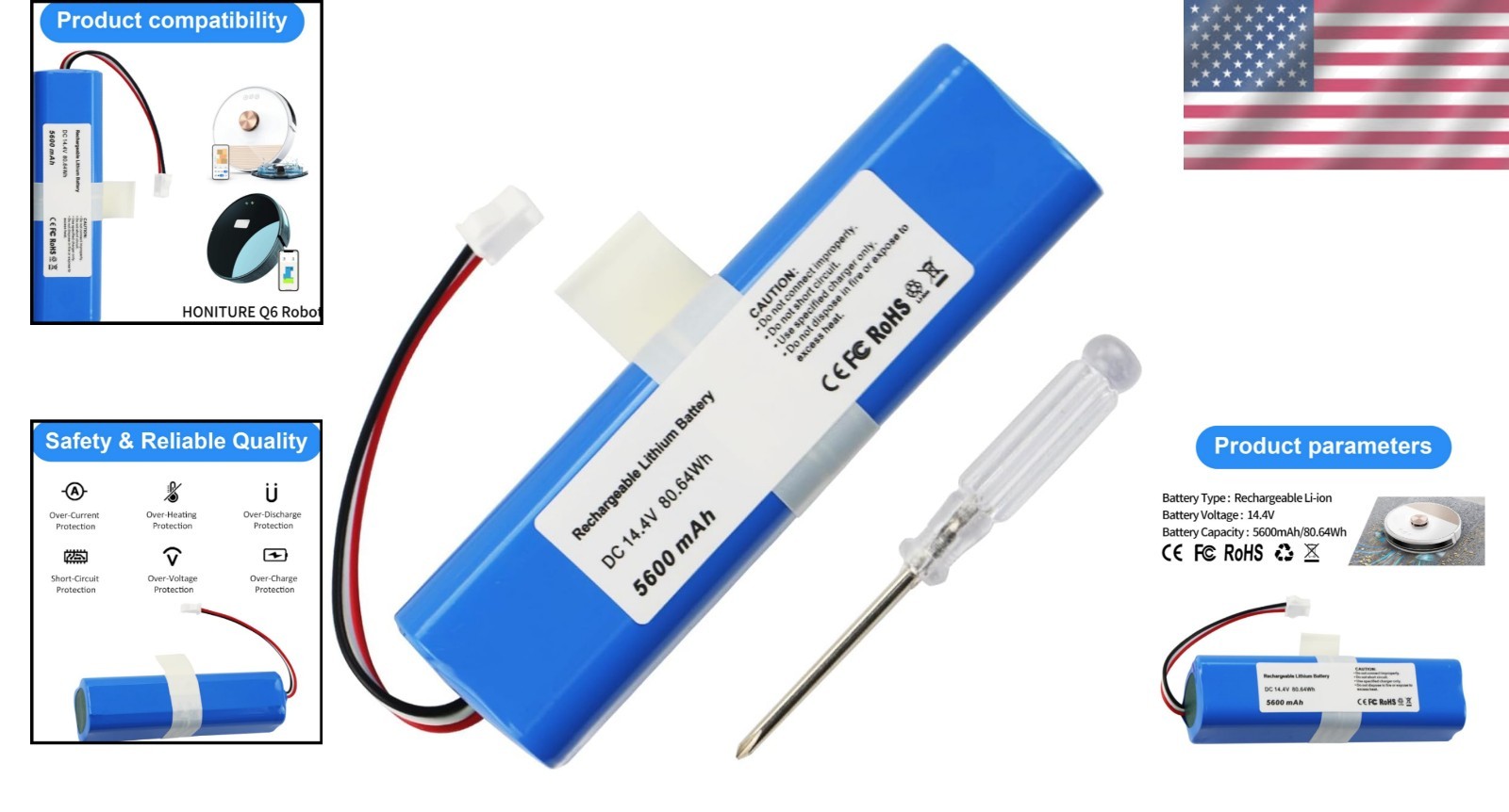 Rechargeable 5600mAh Battery for Philips & Zoozee Robot Vacuums – Easy Install