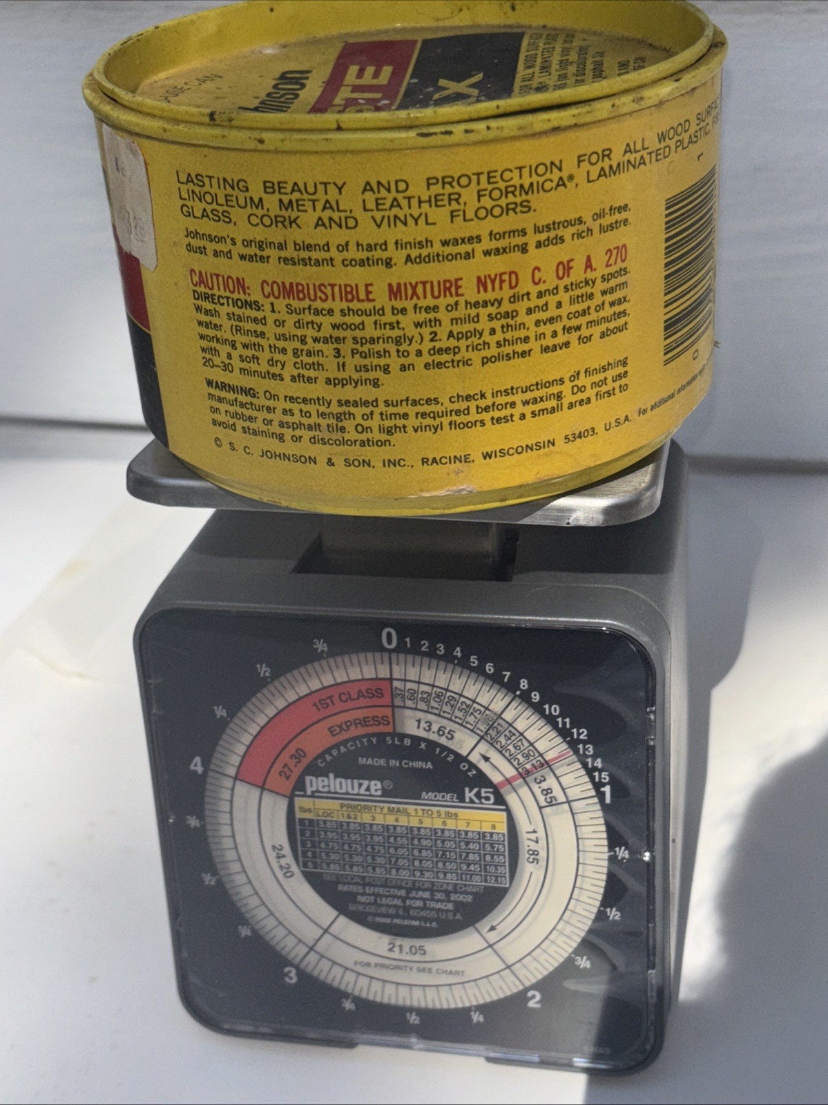 SC Johnson Paste Wax Original Formula Container 35% Full Weighs 13 Oz.