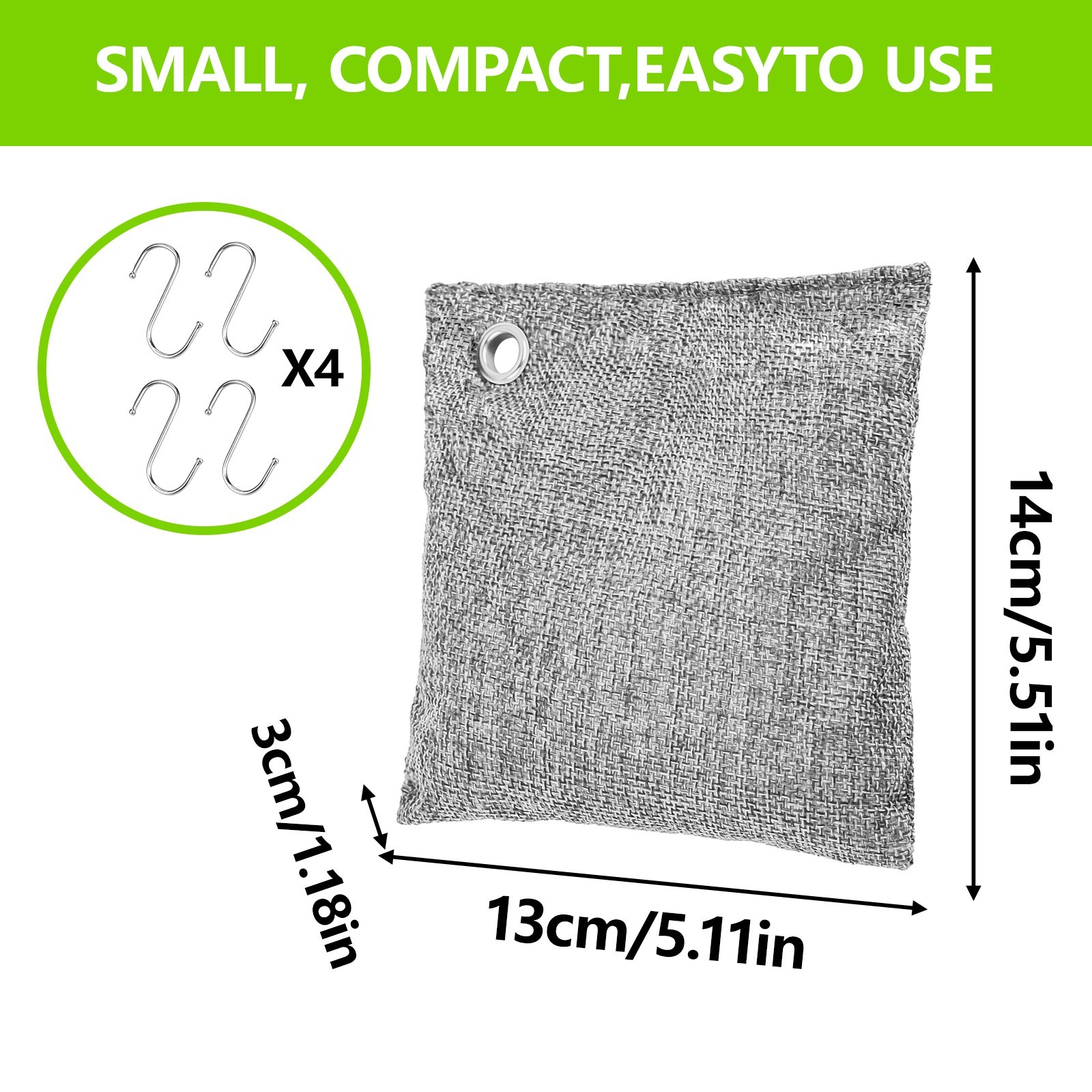4 Packs Activated Charcoal Odor Absorber Nature Fresh Bamboo Air Purifying Bag