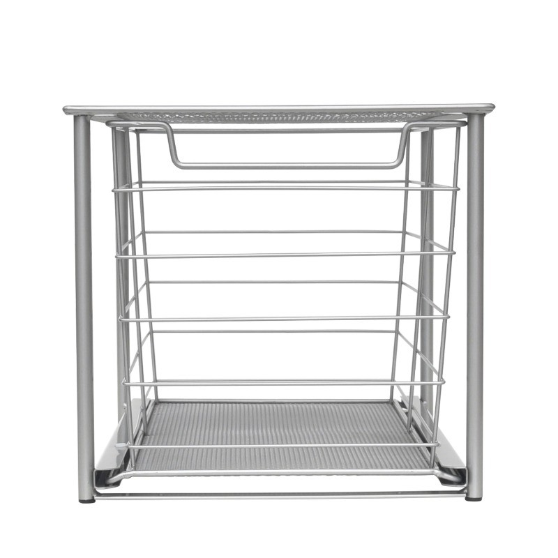 Mainstays Large Stackable Slide-Out Drawer Organizer, Nickel, 15″ x 10 ” X 9.3″