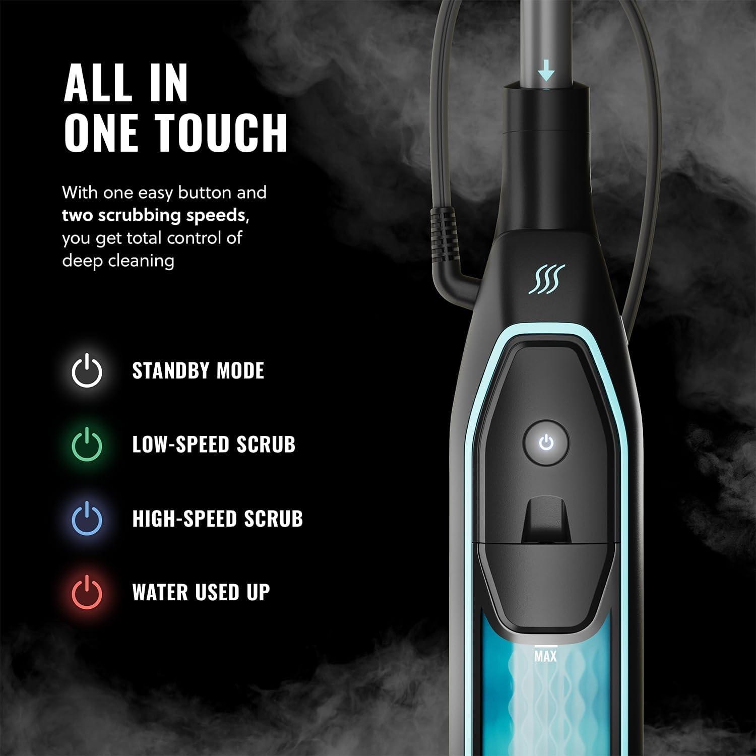 Pursteam ScrubMaster Steam Mop with Dual Scrubbing Head, LED Headlights