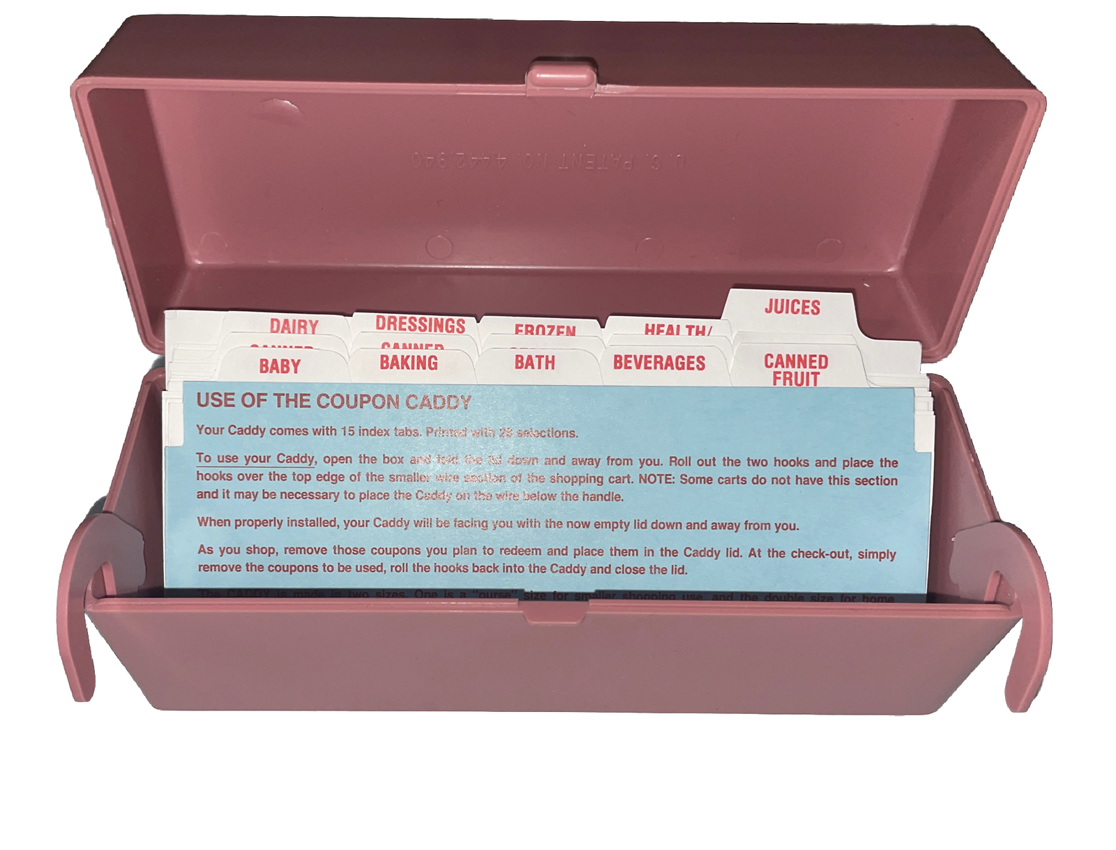 The Original Coupon Caddy Grocery Shopping Cart Organizer Large Dusty Pink w/Box
