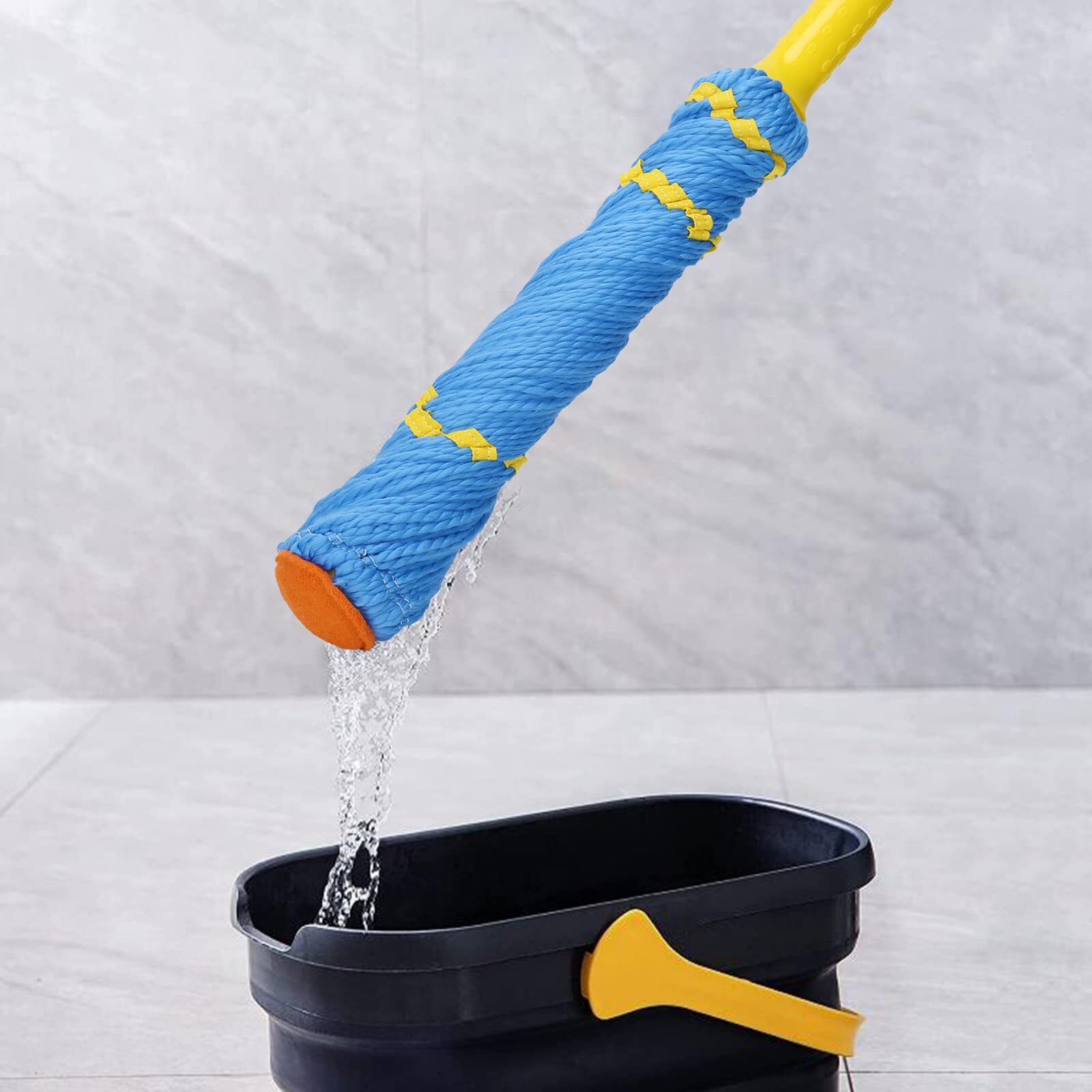 Self-Wringing Microfiber Twist Mop 57in Handle for Hardwood Household Cleaning