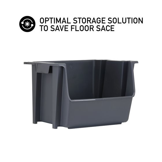 Mighty Tuff Large Nesting Stack Storage Bin, All, Plastic, Gray