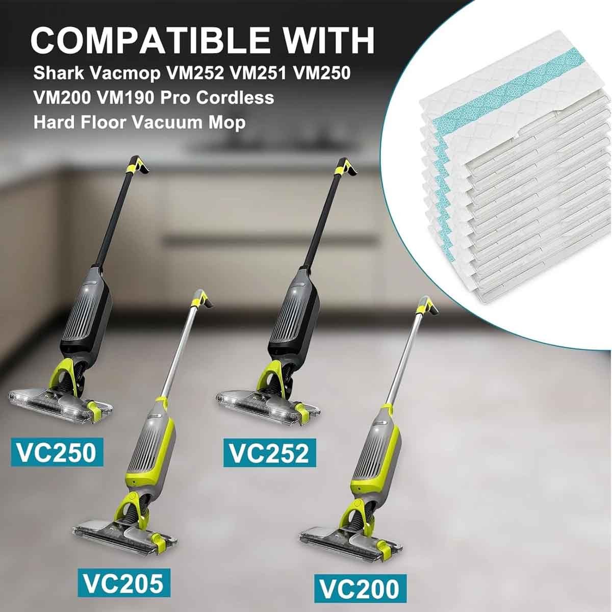 10 units, compatible with Shark VM250, VM251, VM252, VM200 VC205 mop mat US