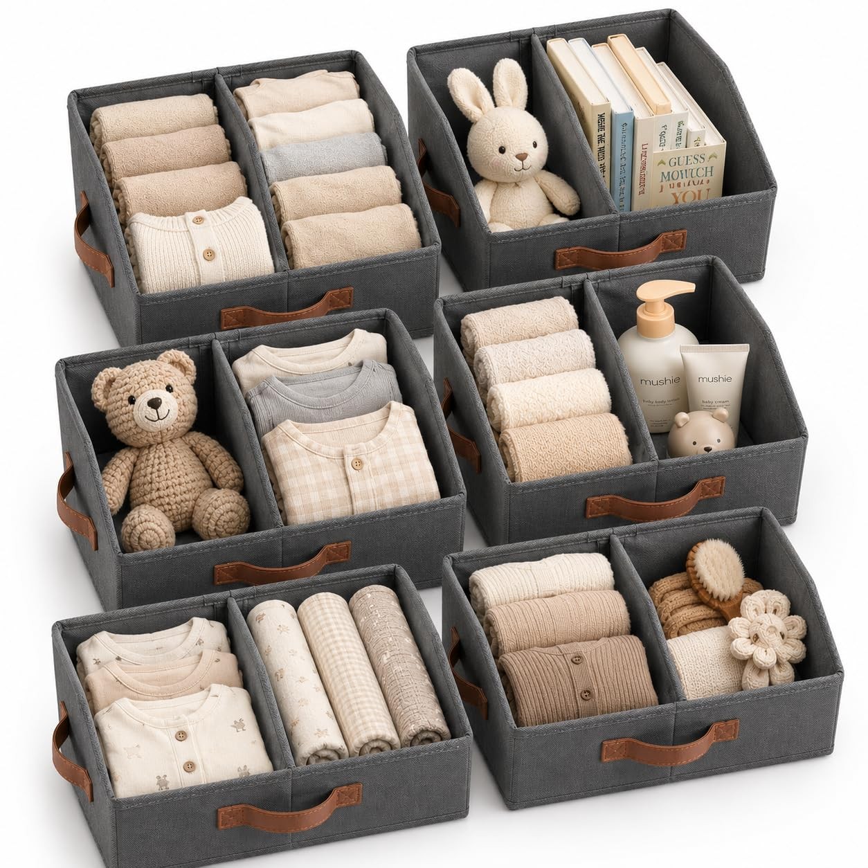 HOMELUX THEORY Storage Bin Small 6pc Dark Gray