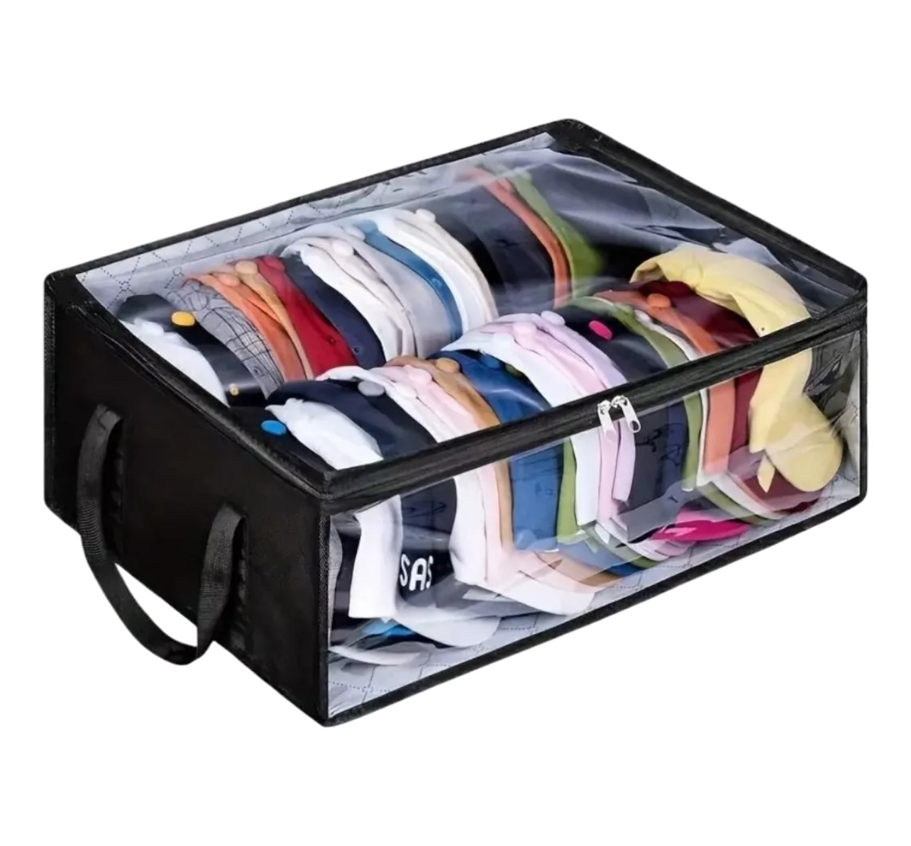 Hat Storage Dust Bag Baseball Hat Cap Organizer Clear Rack Zipper – Black / Gray