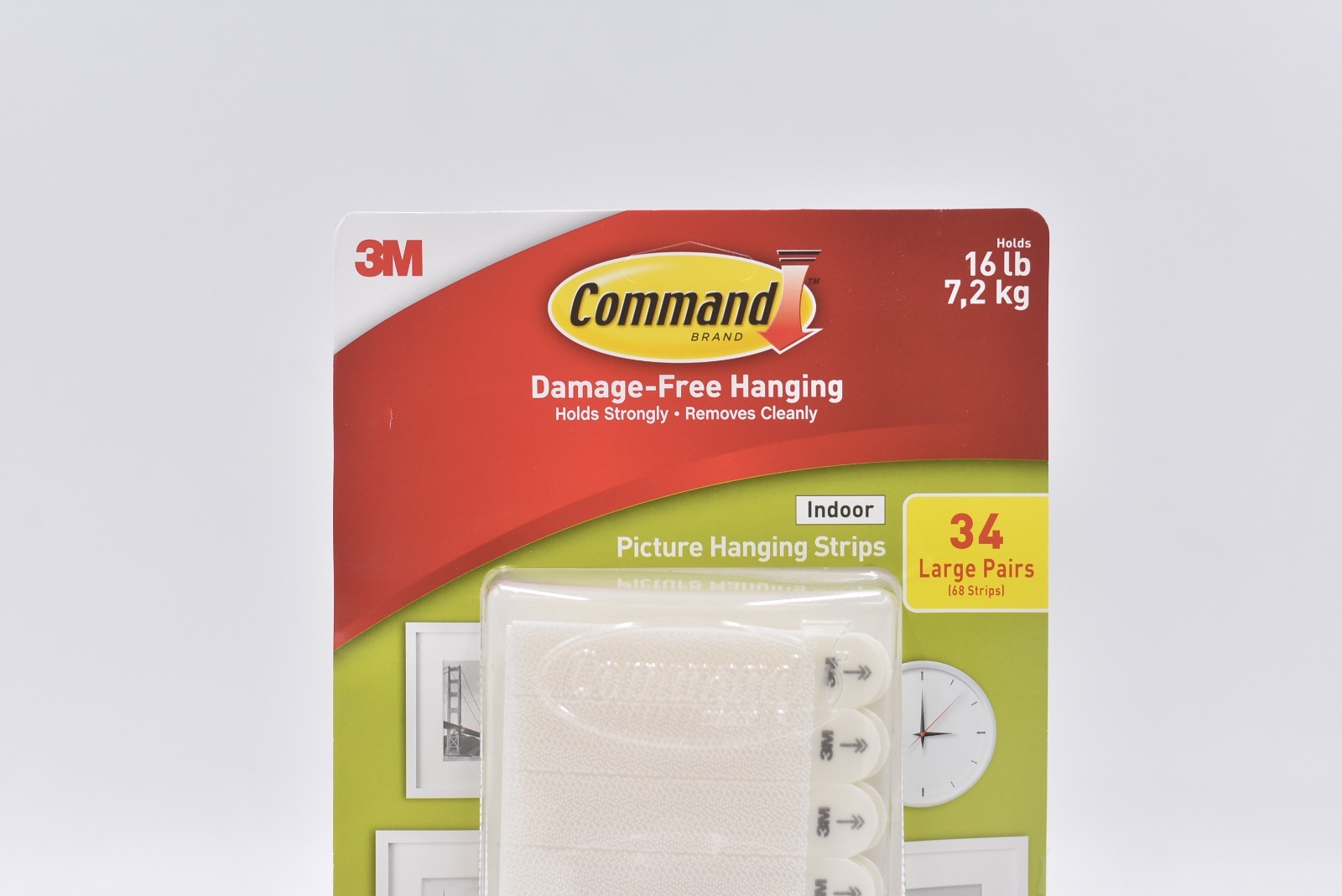 Command Indoor Damage Free Hanging Strips 34 Large Pairs 16lbs