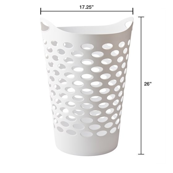 (2 pack) Mainstays Plastic Round Laundry Hamper, White, with Carrying Handles