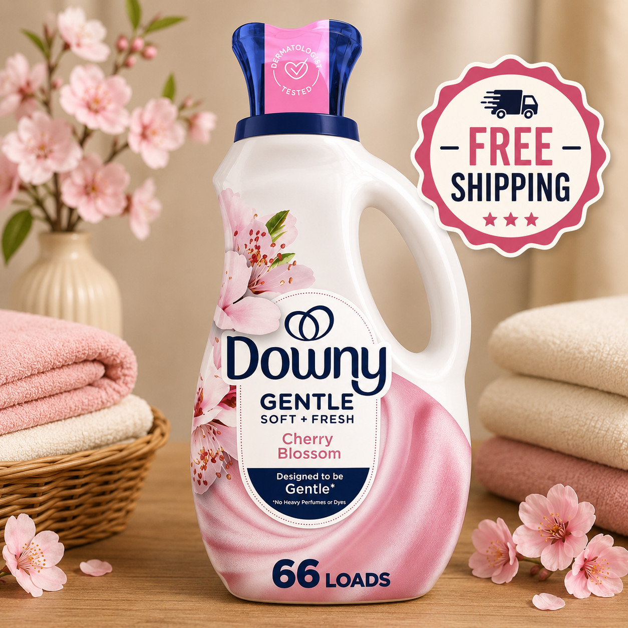 Downy Gentle Soft Fresh Fabric Softener Cherry Blossom 44 Fl Oz 66 Loads
