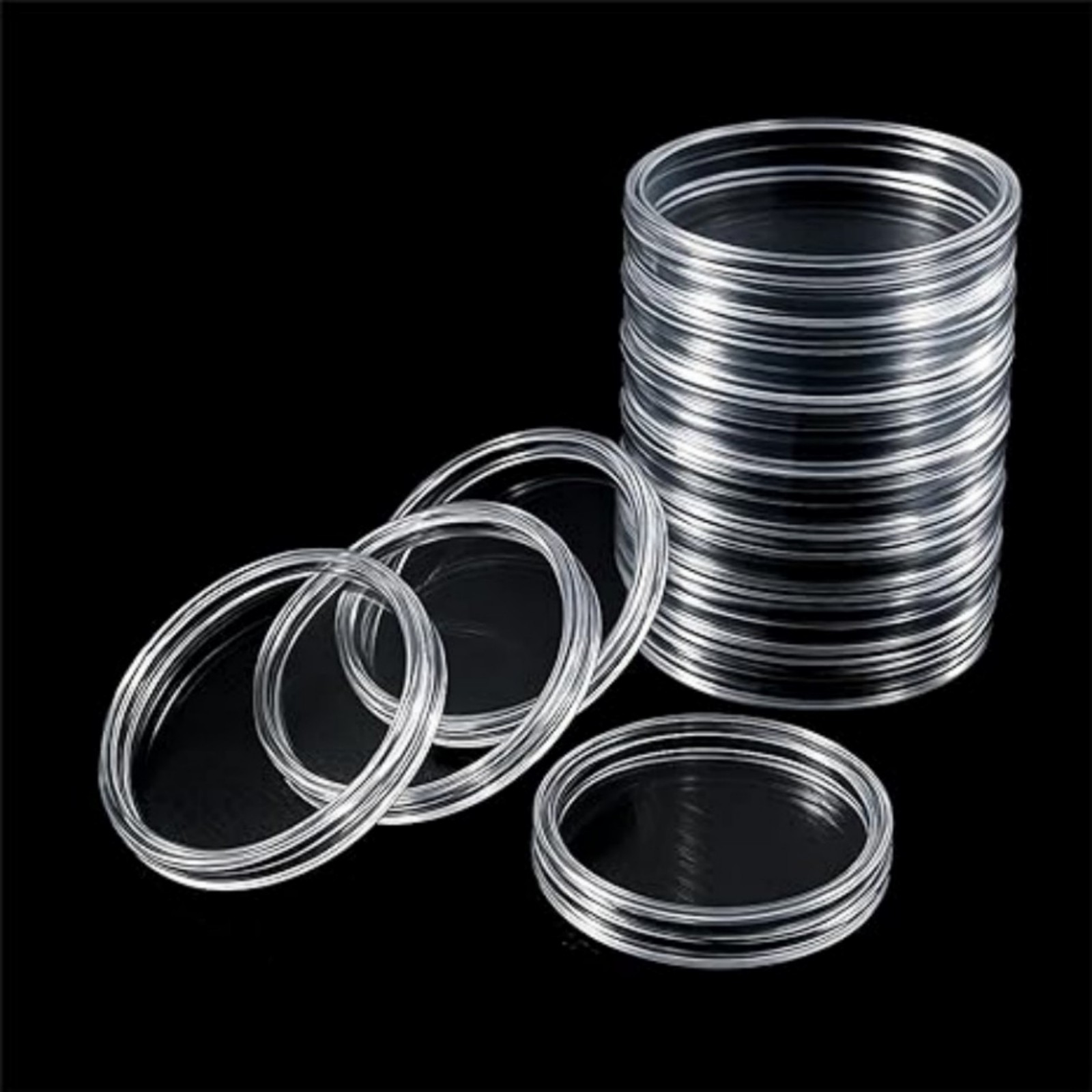 60 Pack 41mm Clear Coin Capsules For Morgan Silver Dollar Half Dollar Coins US