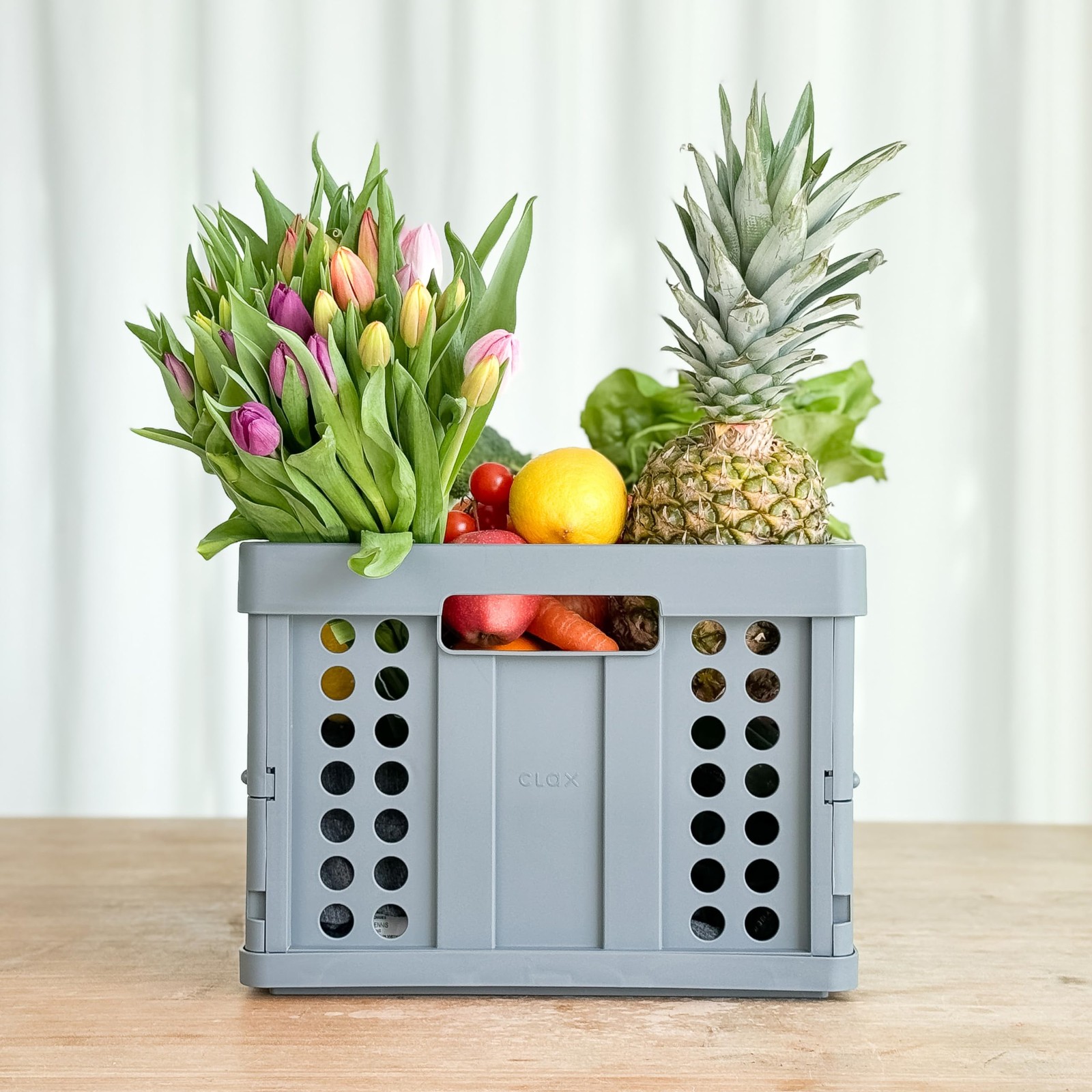 ® crate | folding box | basket | 48 qt (12 gal) | grey