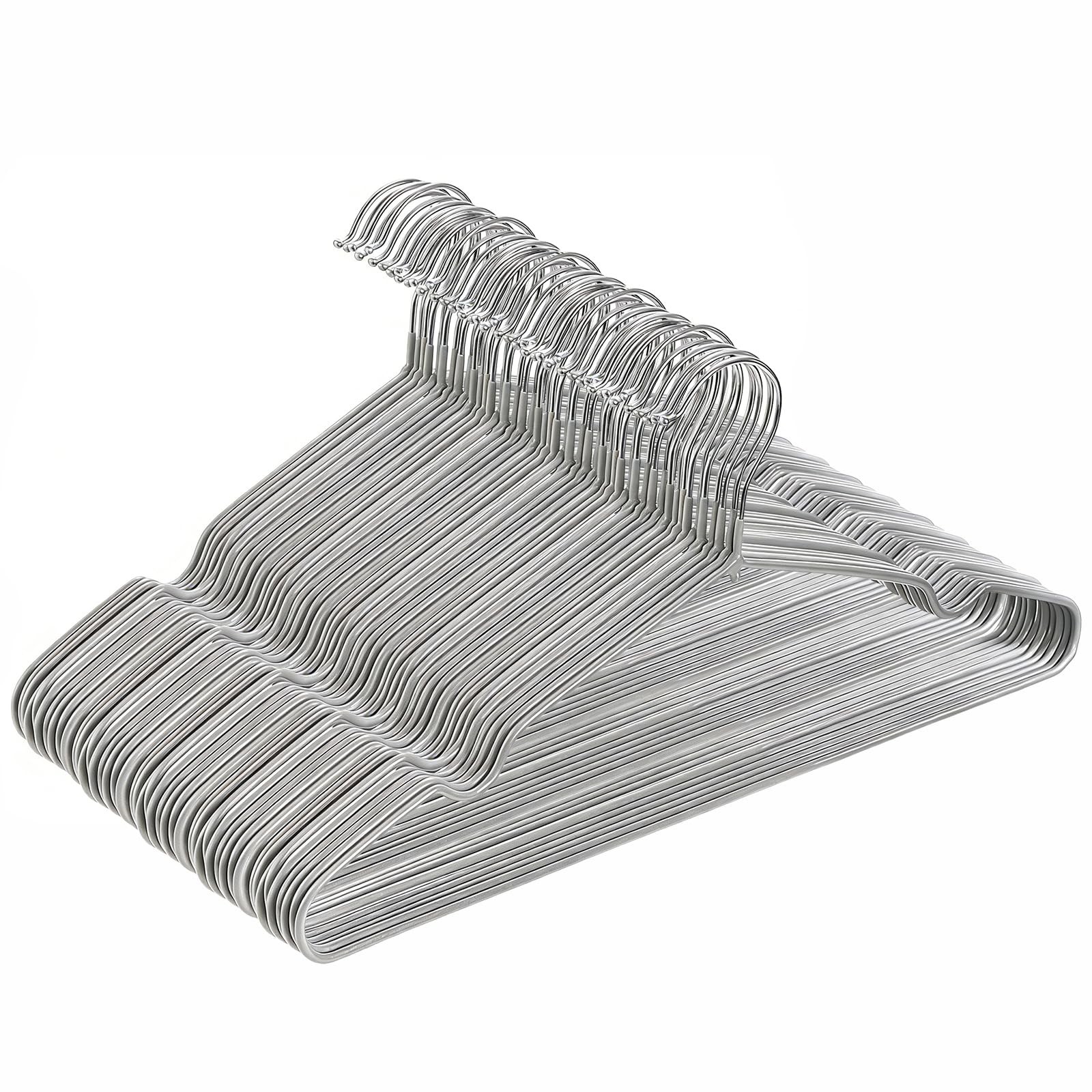 Tosnail 50 Pack Stainless Steel Wire Metal Hangers, 16-Inch 16″ x 7.75″, Gray