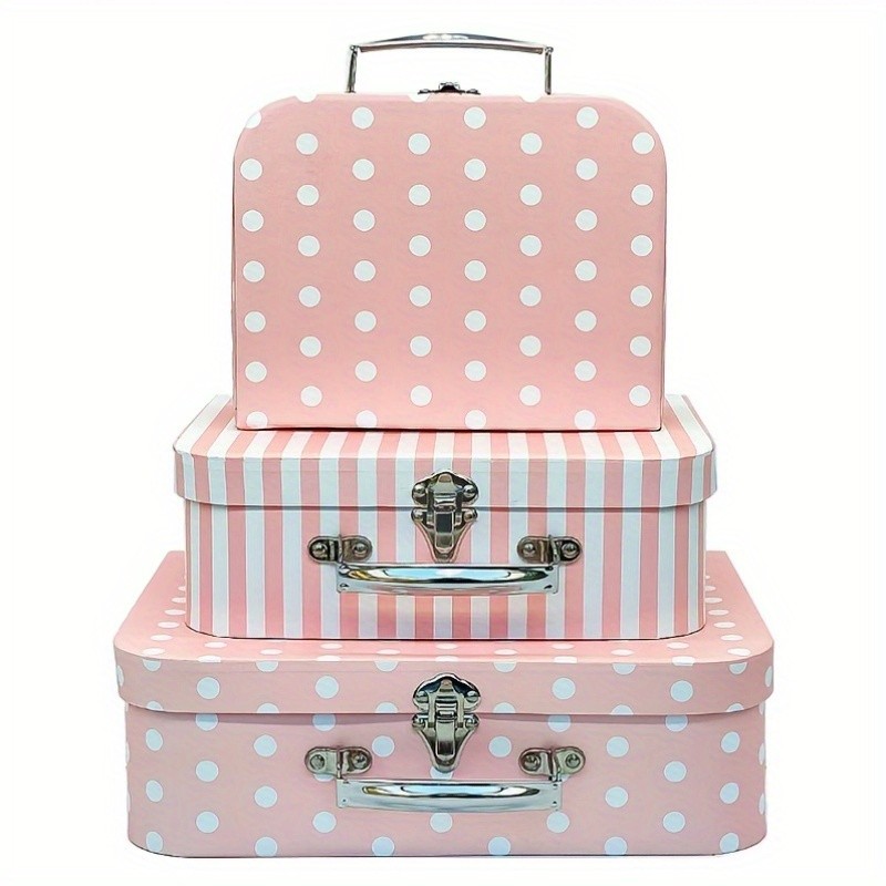 3Pcs Vintage Style Cardboard Suitcase Gift Box Set,Home Organization Storage Box