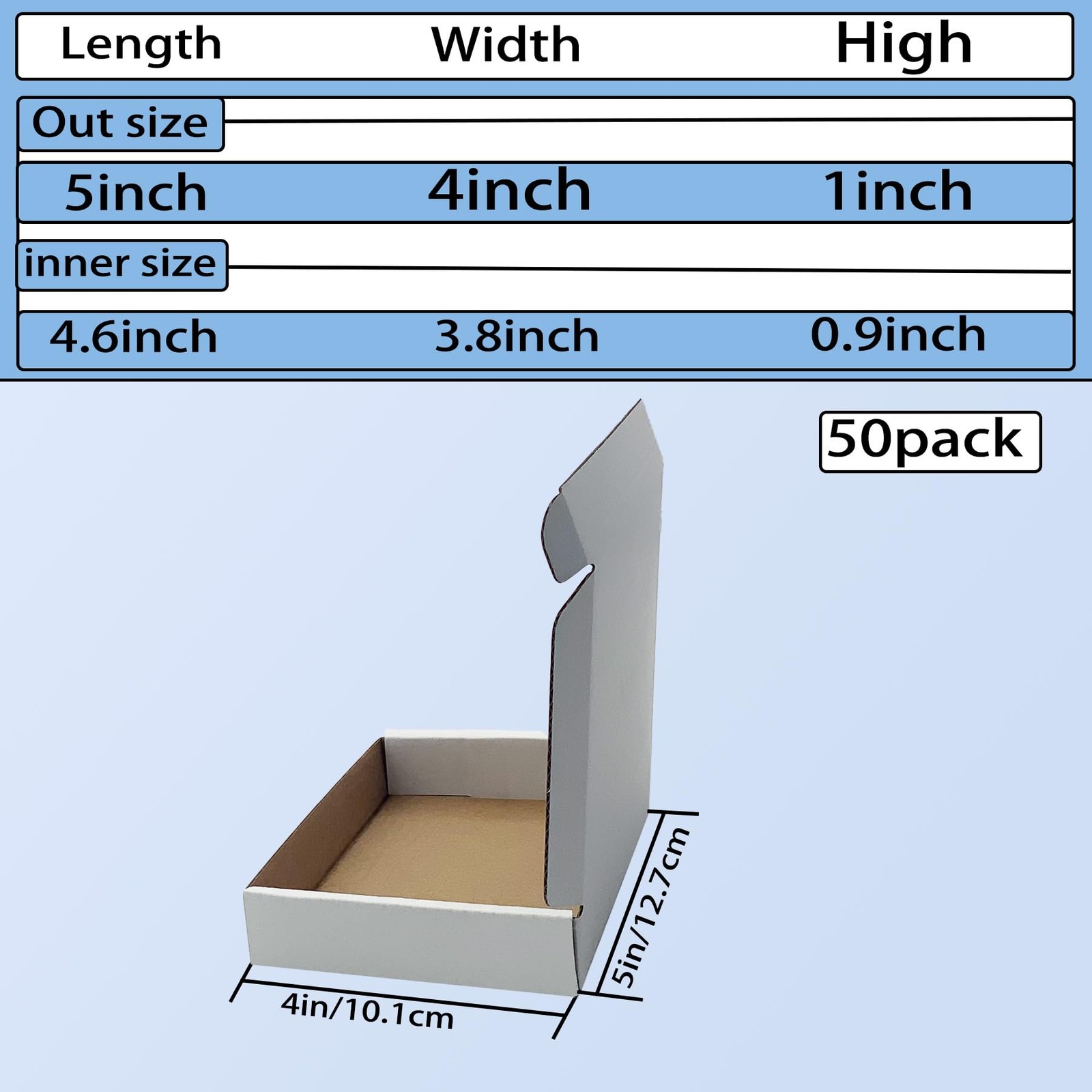5x4x1 inch Small White Shipping Boxes 50 Pack, Corrugated Cardboard Mailer Boxes
