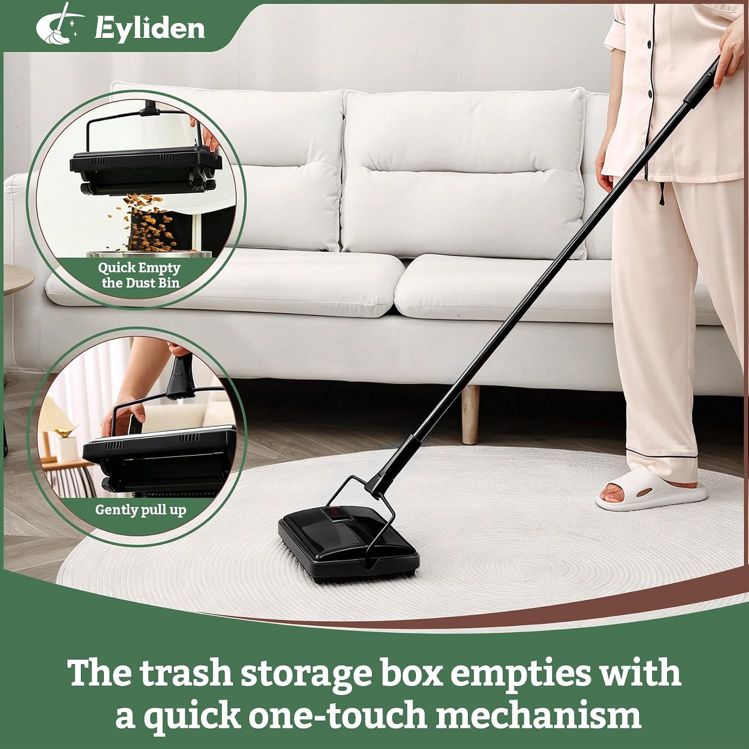 X-Large Carpet Sweeper – Quiet Manual Sweeper for Carpets & Rugs | 1 Extra Refil