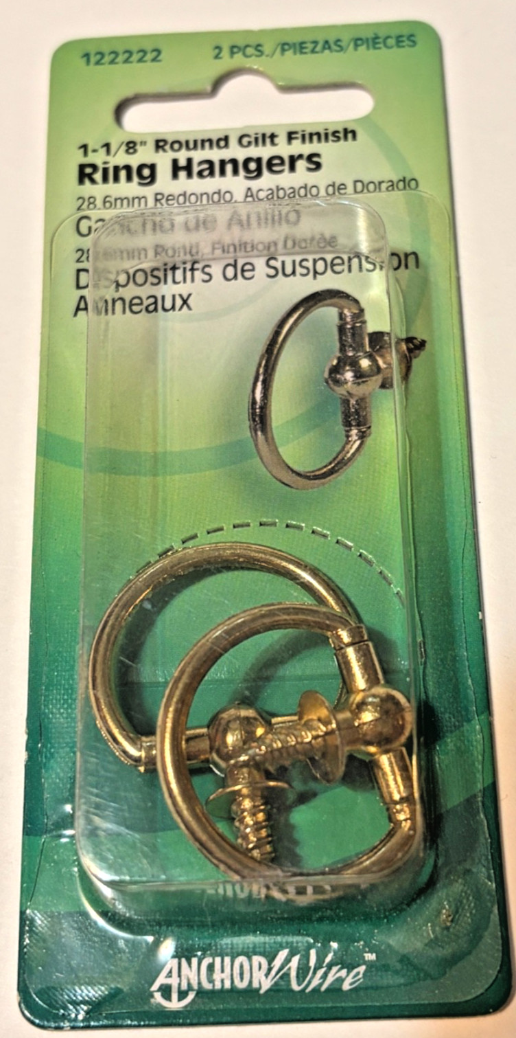 AnchorWire Decorative Round Ring Wall Hanger Picture New Old Stock 2pk LOOK/ SEE