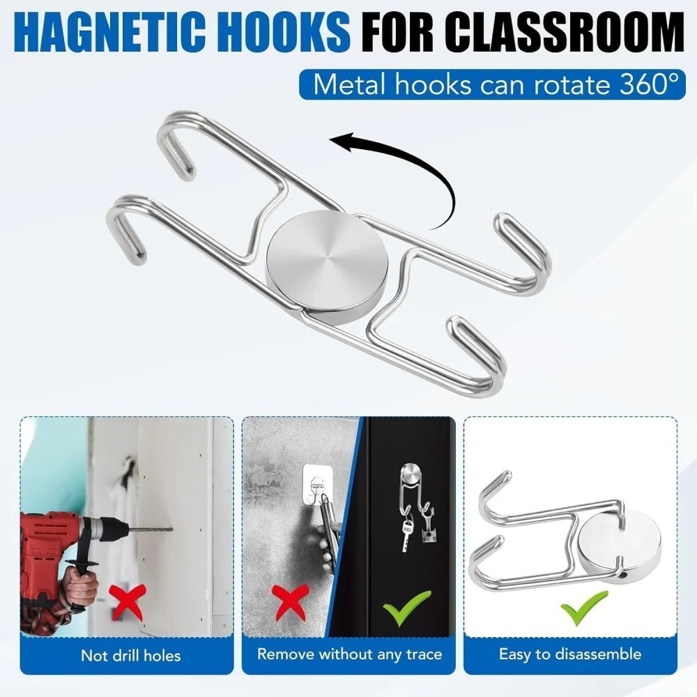4 Pack 50LB Magnetic Hooks, Strong Cabin Ship Essentials Hook Heavy Duty Refrige