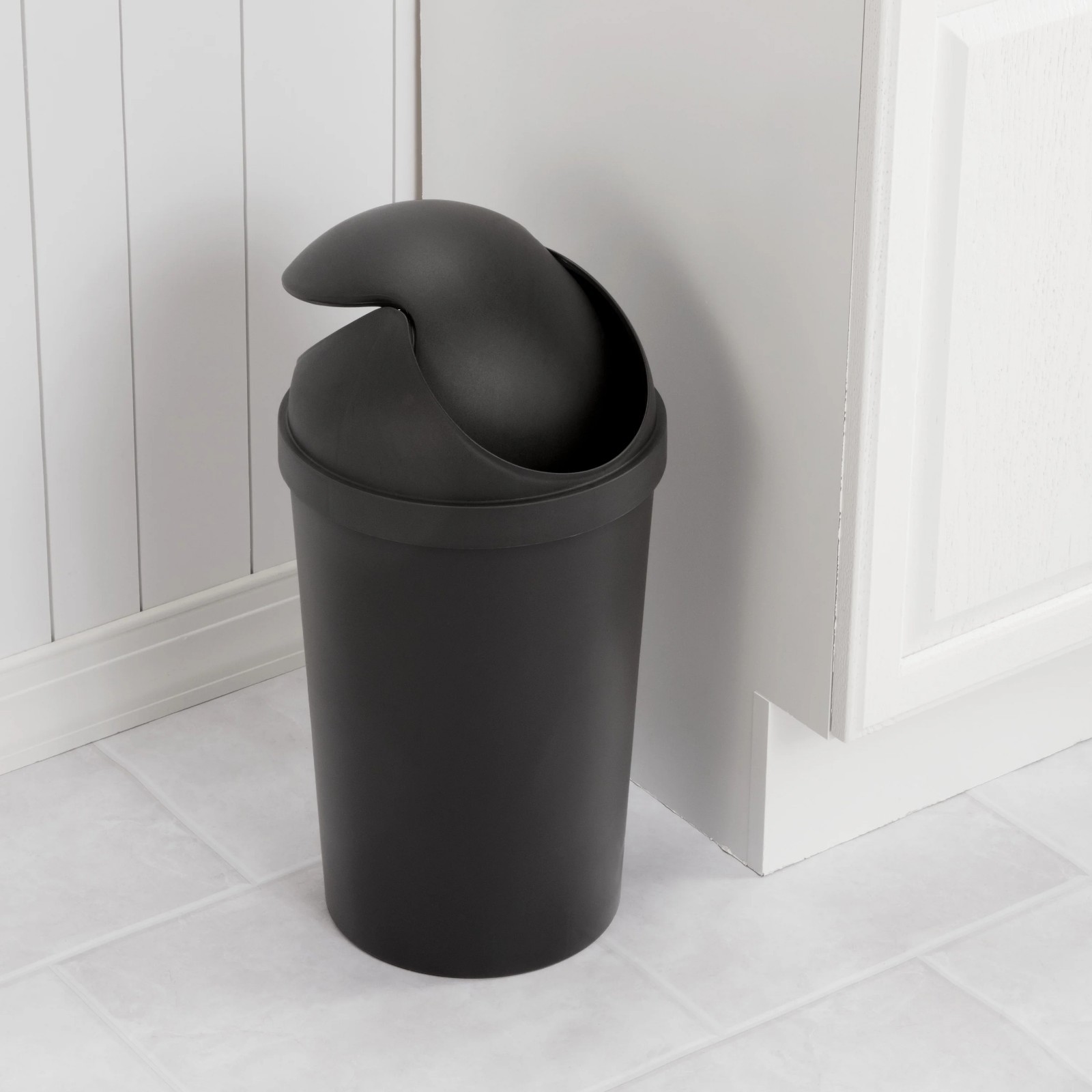 3 Gallon Bathroom Swing Top Wastebasket Small Plastic Round Trash Can with Lid