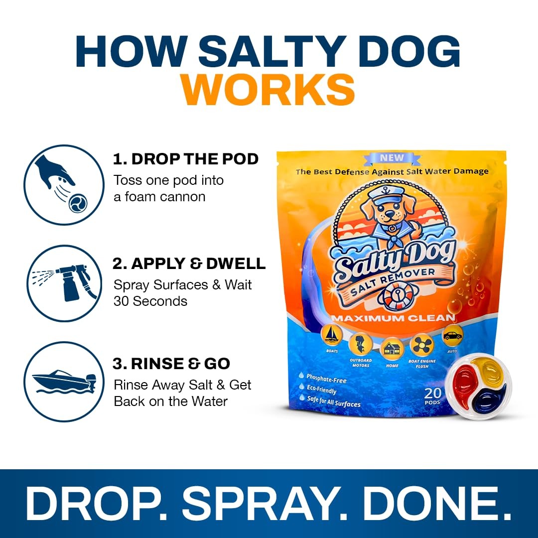 D Vein Salty Dog Salt Cleaner Pods All-Purpose Salt Remover & Wash Solution