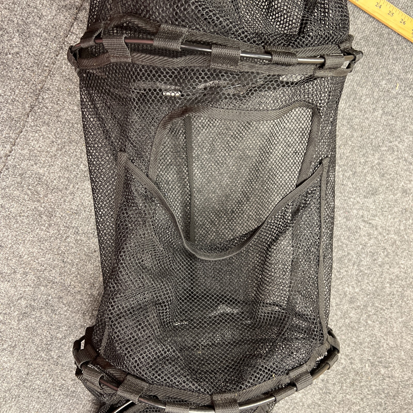 Hanging Vertical Mesh Garage Ball Storage Net Metal Hook 11″ X 40″ 3 Compartment