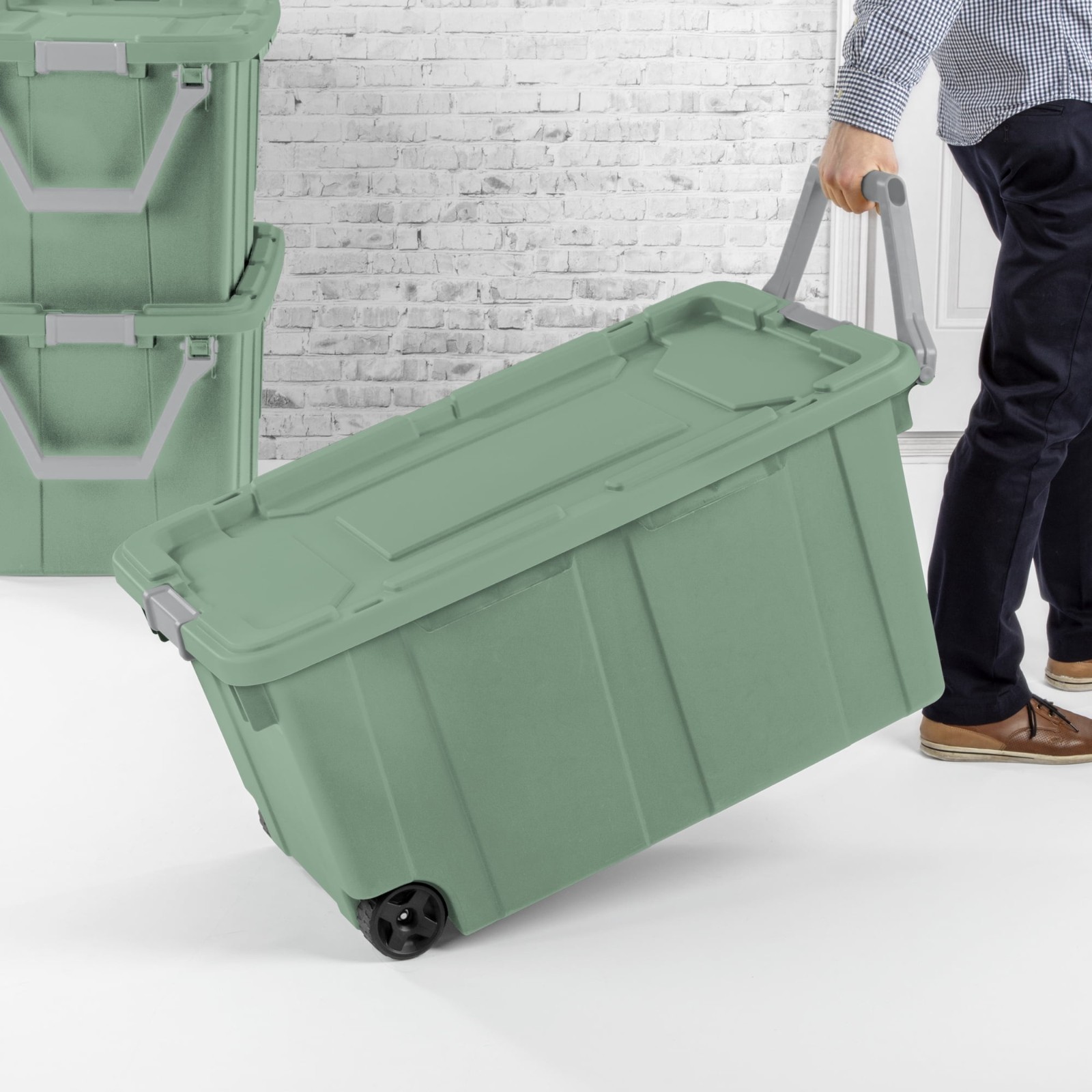 Sterilite Extra-Large Wheeled Industrial Storage Bin, 40 Gallon Durable Plastic