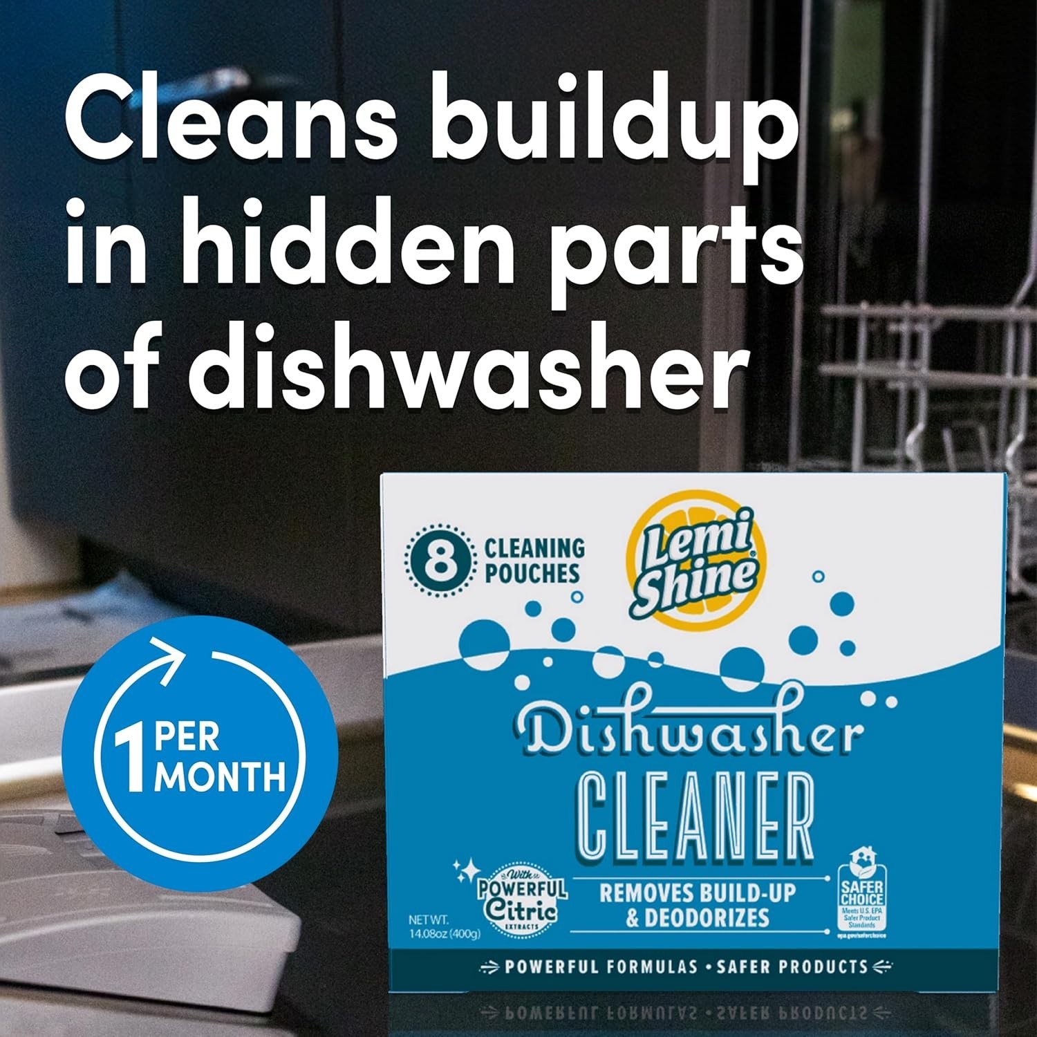 Lemi Shine Dishwasher Cleaner 8 Pack Citric Acid Hard Water Lemon 14oz