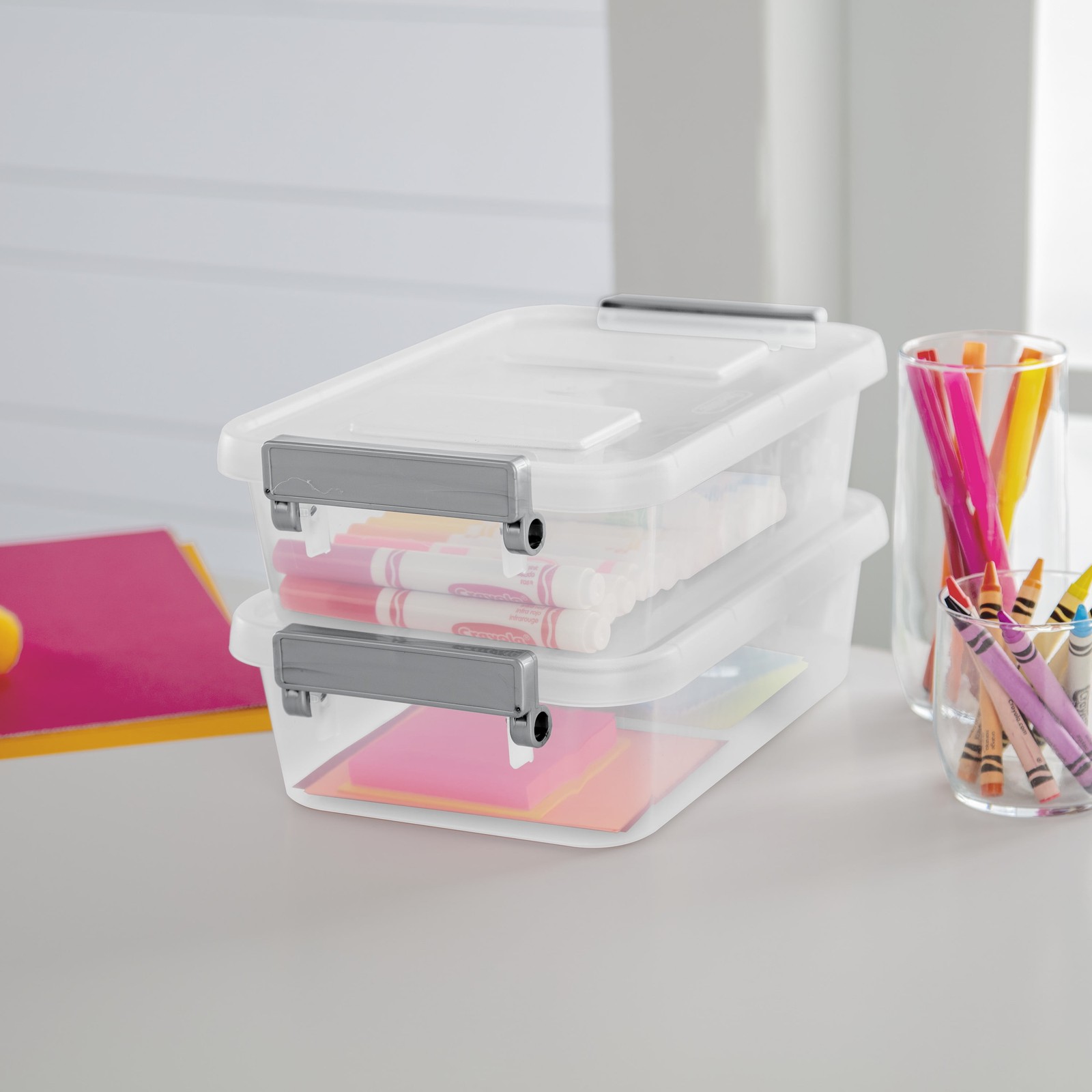 2.7 Quart Modular Latch Box, Clear Plastic Storage Box with Write-on ID Latches