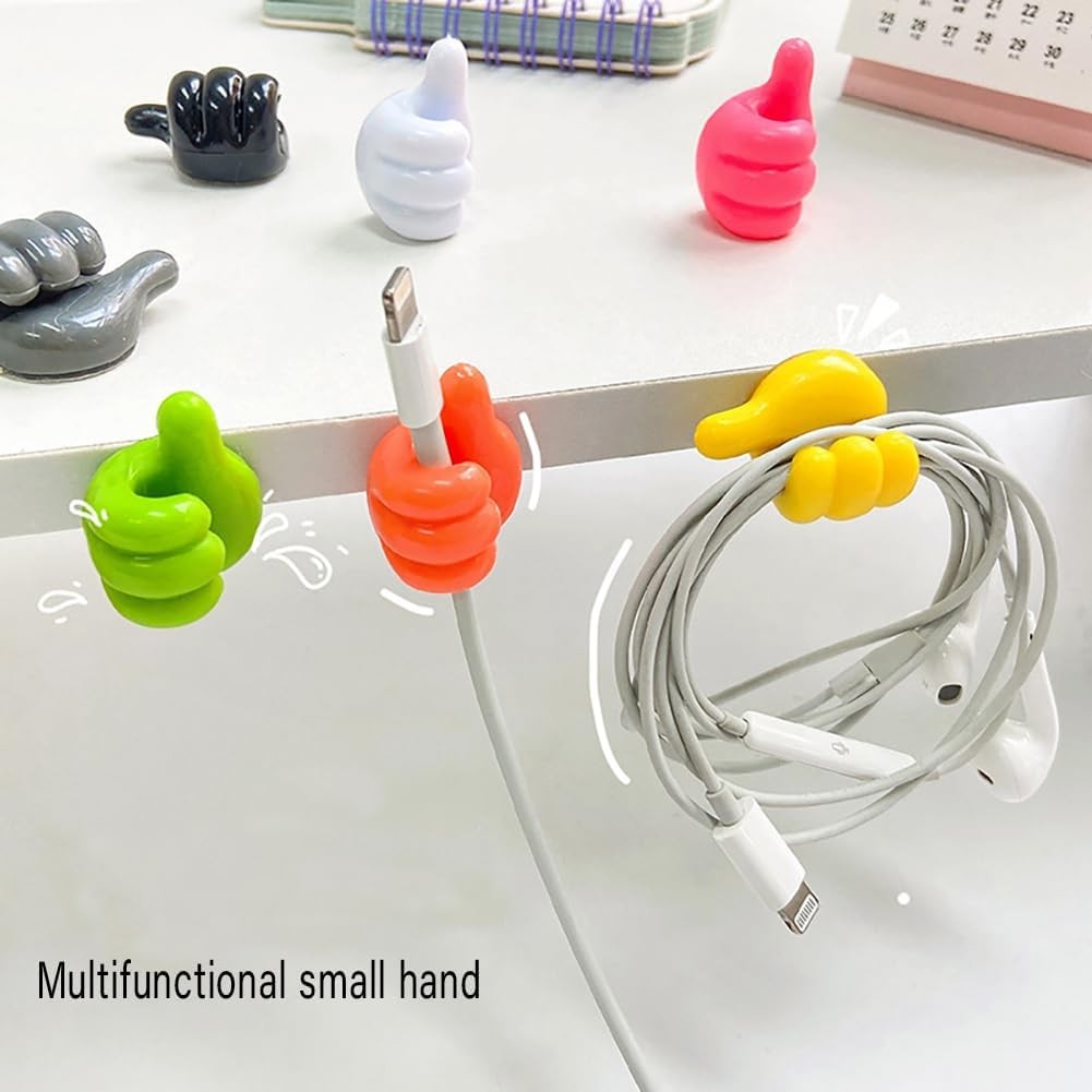 10 Pack Fun Self-Adhesive Silicone Thumb Wall Hooks and Cable Organizers