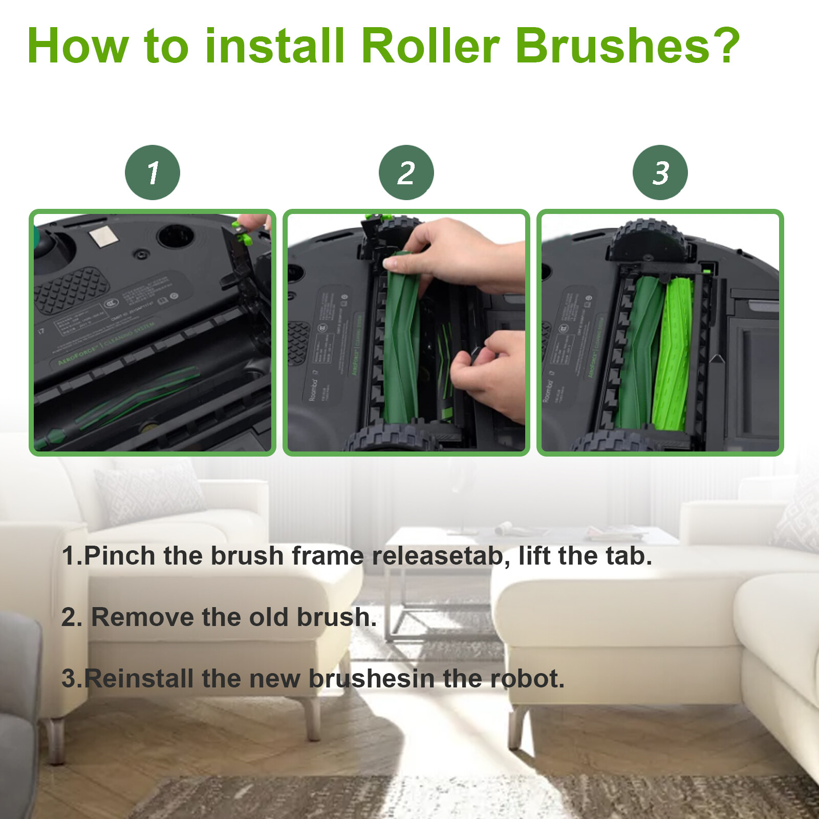4PCS Replacement Roller Brushes For iRobot Roomba e5 e6 i7 i3+ i4 i6+ i7 i8 Plus