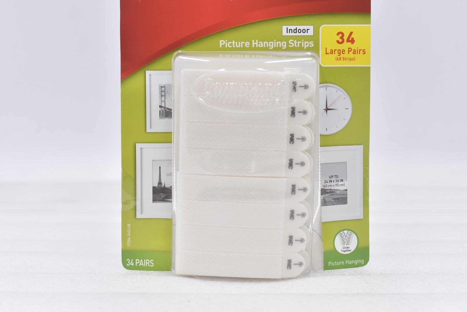 Command Indoor Damage Free Hanging Strips 34 Large Pairs 16lbs