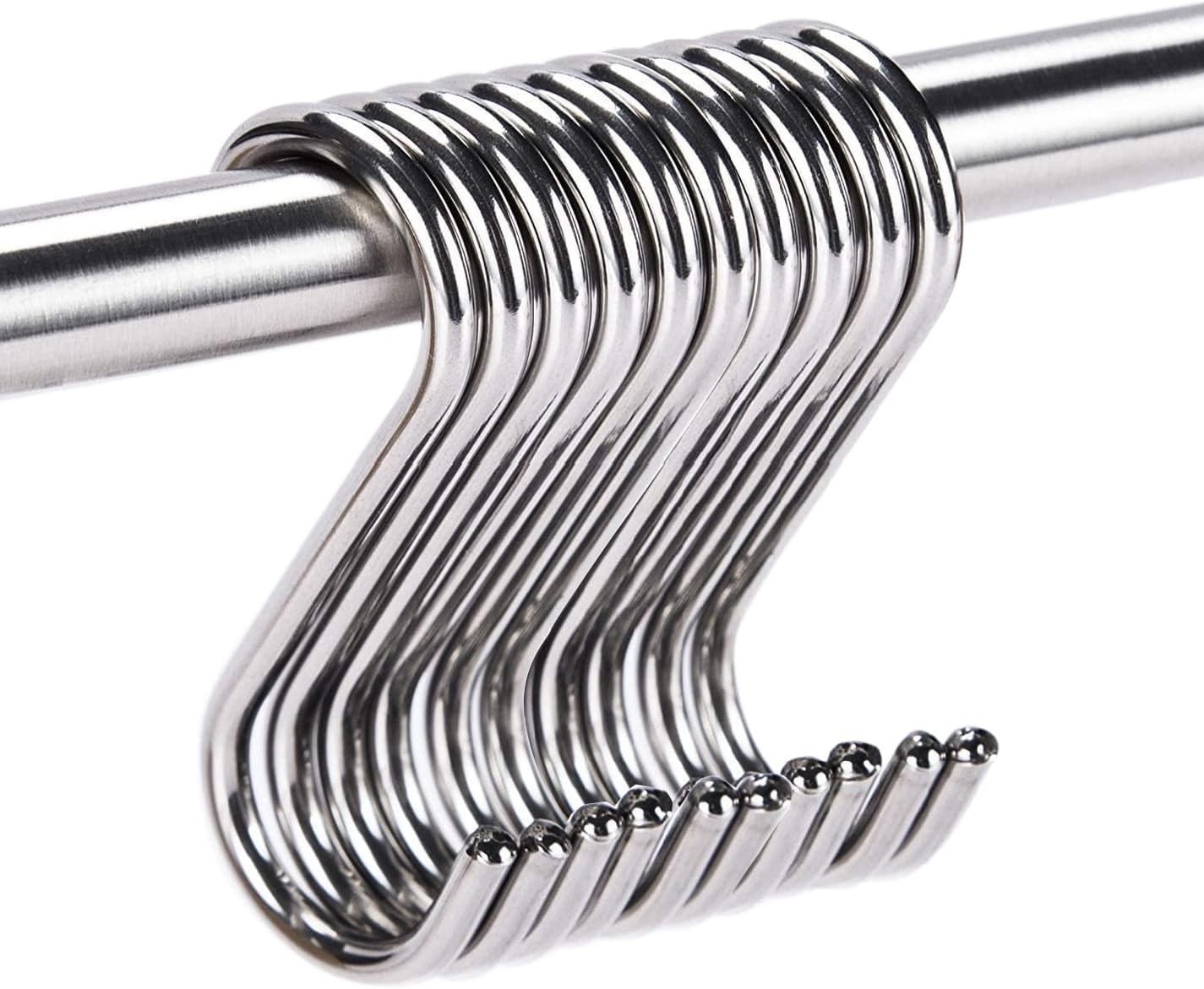 Stainless Steel S Hooks – Pack of 10, 3 Inches, 4mm Diameter, 50lbs Load Capa…
