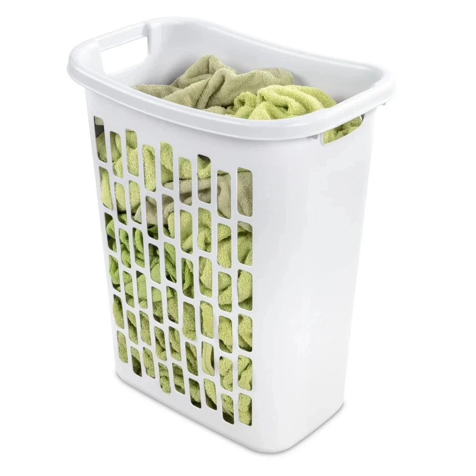 Mainstays Rectangular Open Laundry Hamper, Plastic White FAST SHIPPING USA..