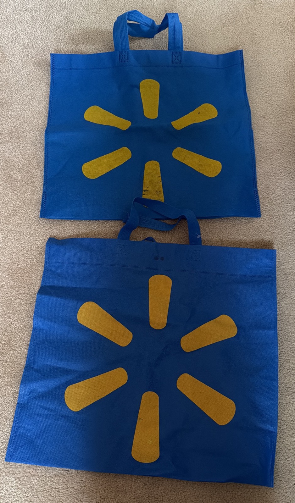 Reuseable Walmart Blue Canvas Tote Grocery Shopping Bag 17″ x 16″ Lot of 2