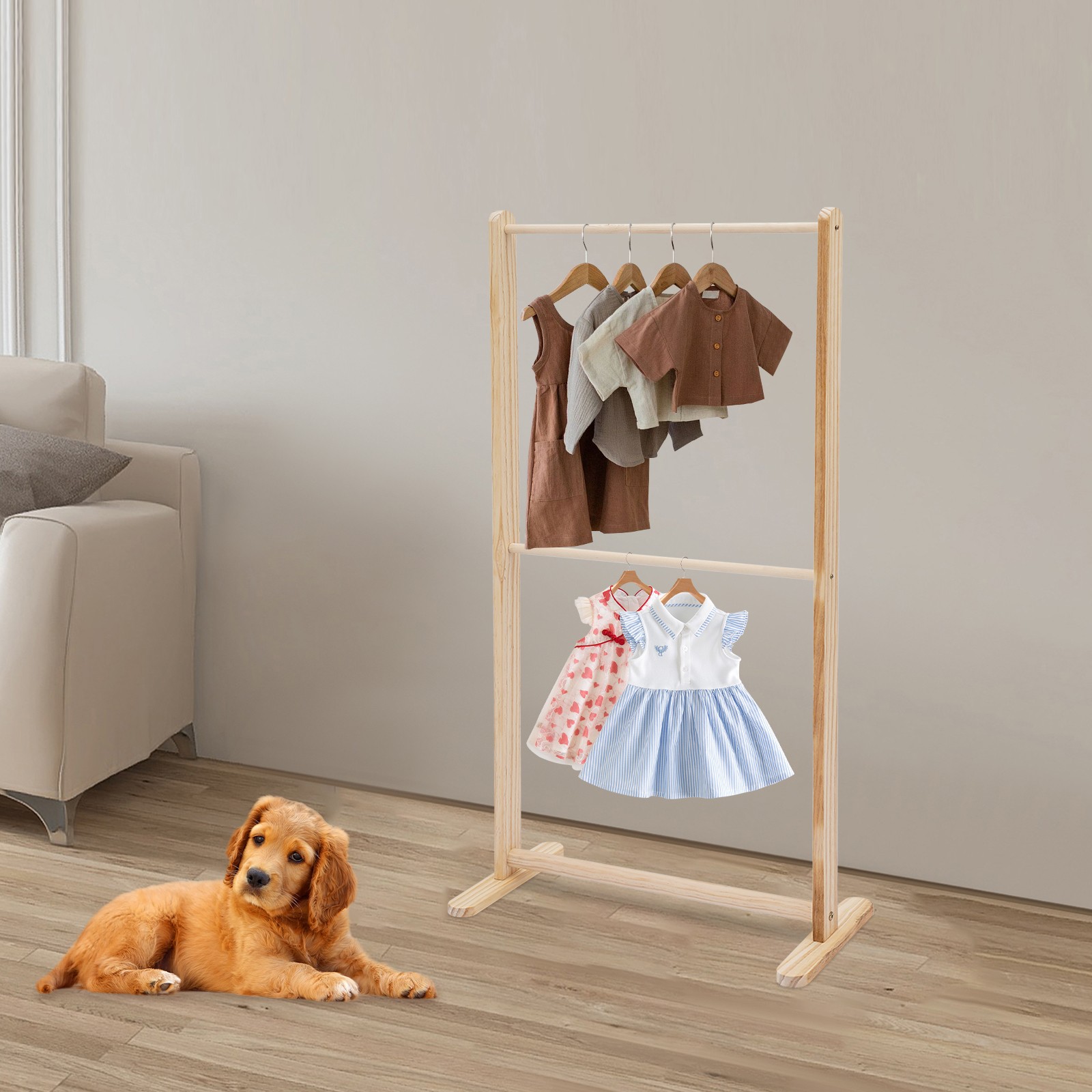 2 Tiers Pet Clothing Display Stand Dog Clothes Storage Rack Cat Garment Stand