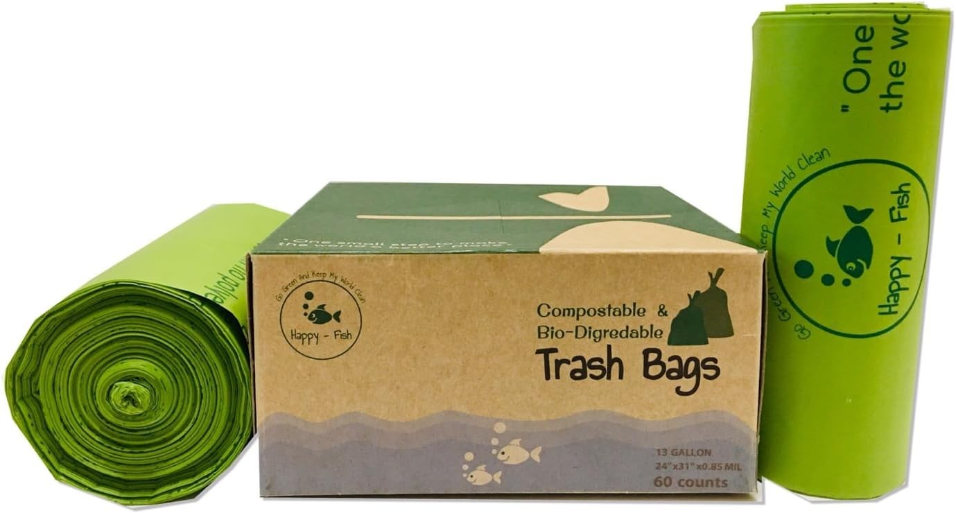 1.75-gallon 6.6L Compostable Extra-Thick Countertop Waste Bin Bags Unscented