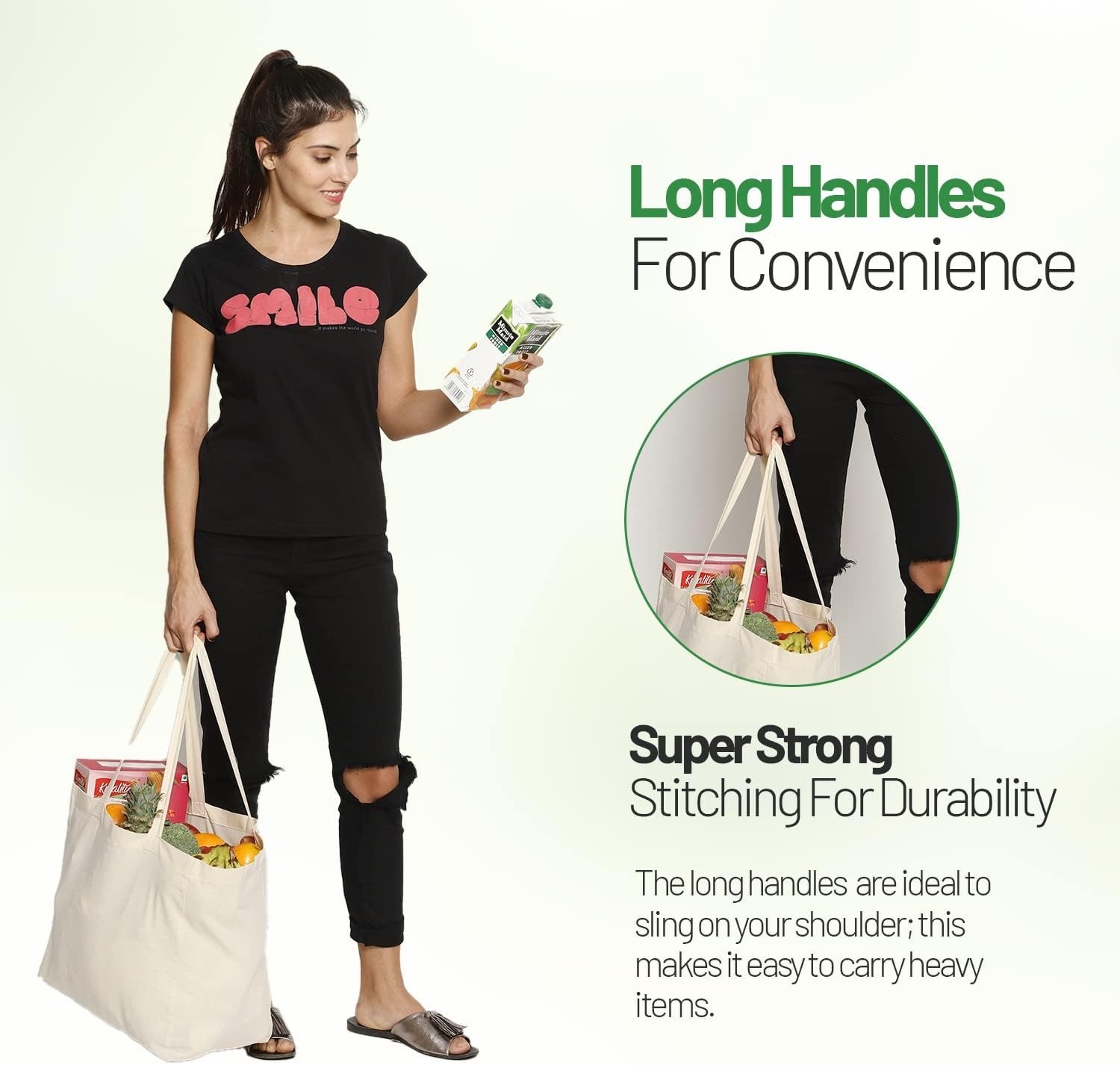 Durable Cotton Canvas Shopping Tote Bags – Bulk 6 Pack, Foldable & Lightweight