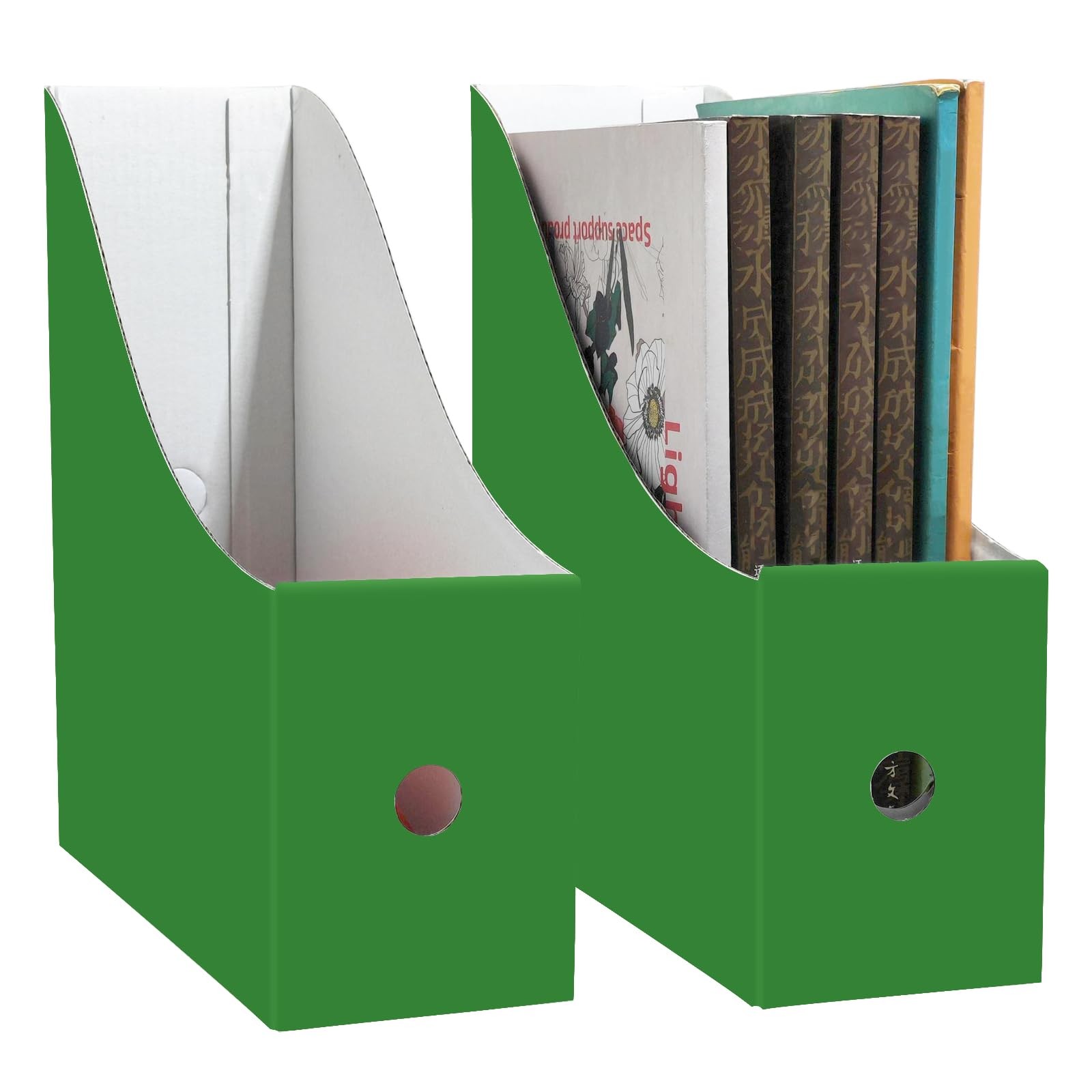 Limitliho 2 Pack Cardboard File Storage Box with Label, Grass Green Book Hold…