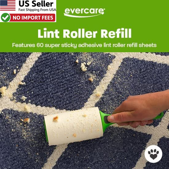 Evercare Pet Lint Roller Refill 60 Sheets 6 Count Pack Hair Removal Green USA