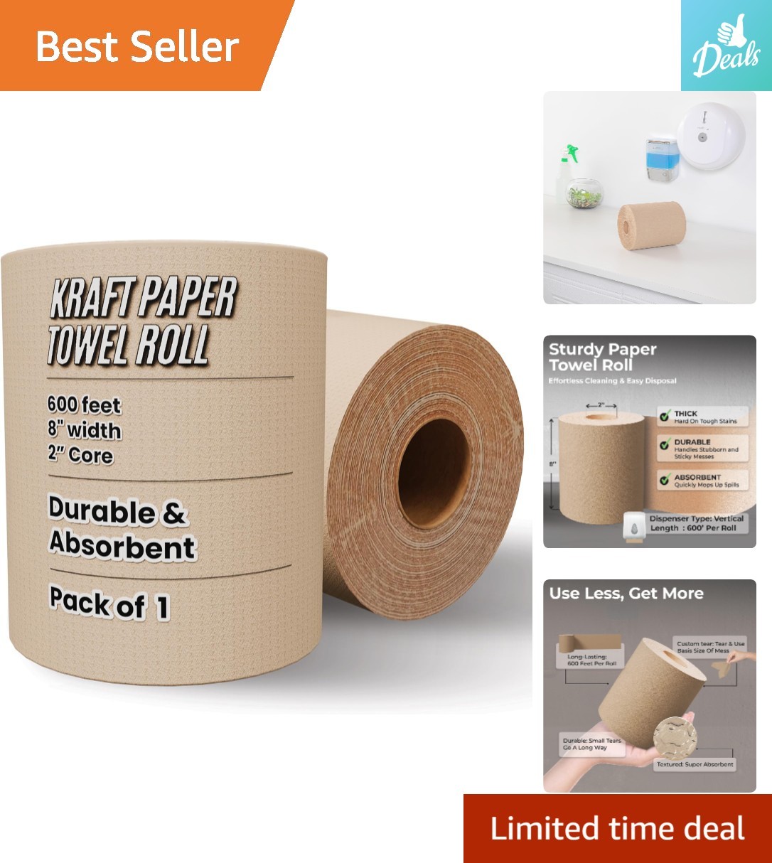 Universal Dispenser 600 ft Paper Towel Roll – Durable, Dye-Free & Eco-Friendly