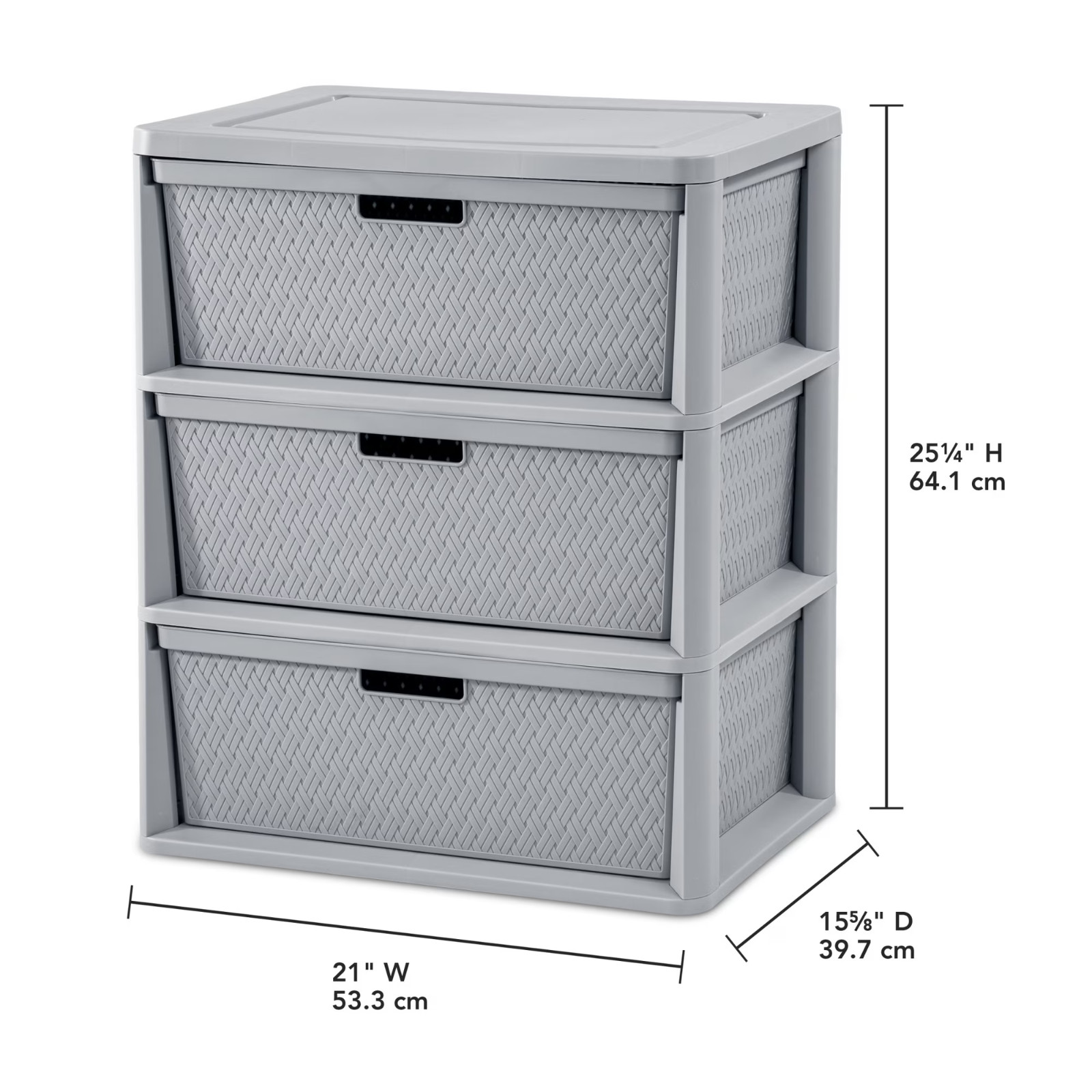 Sterilite Wide 3 Drawer Tower, Plastic Storage Organizer with Removable