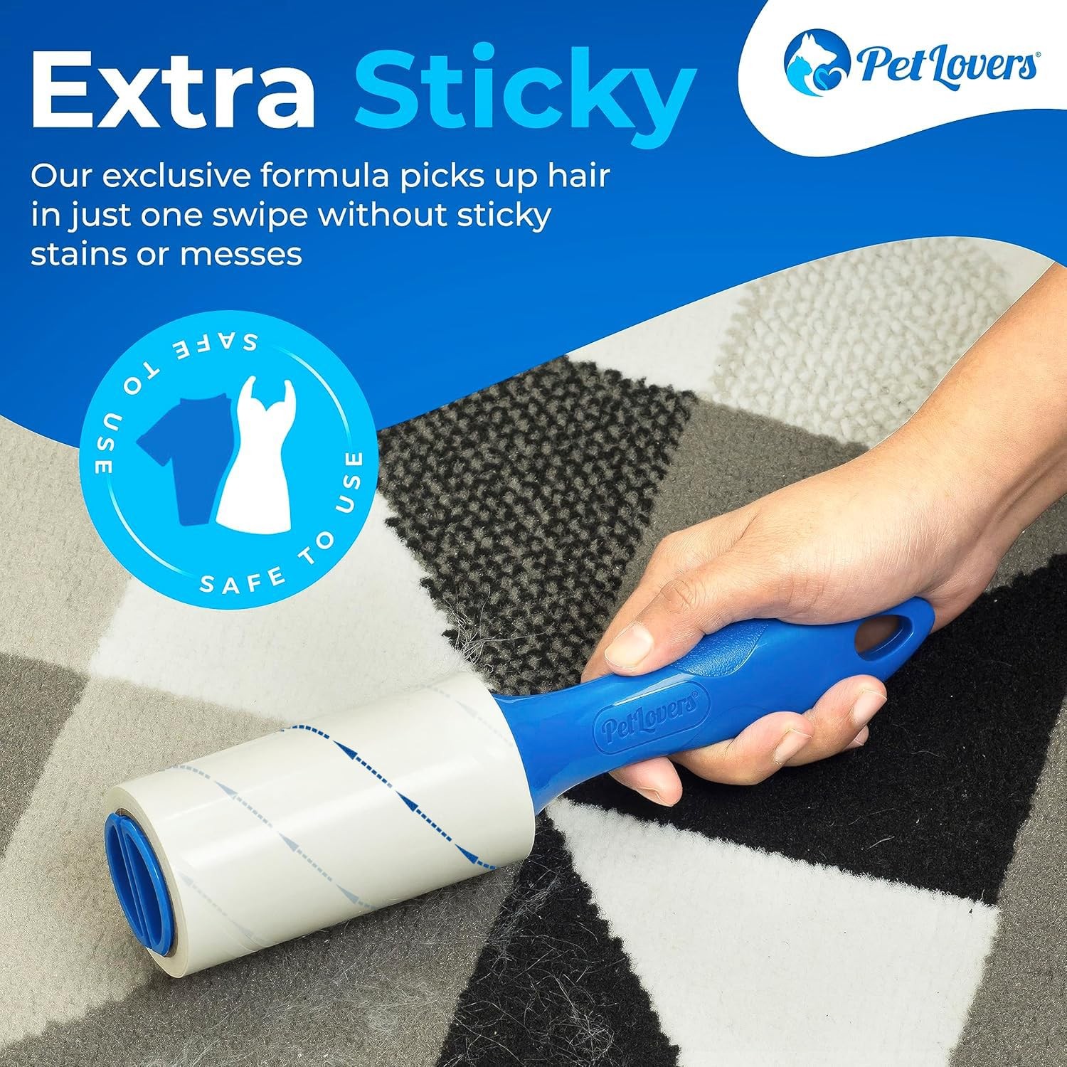 Extra Sticky Lint Roller Mega Value Set 450 Sheets for Pet Hair Removal and C…