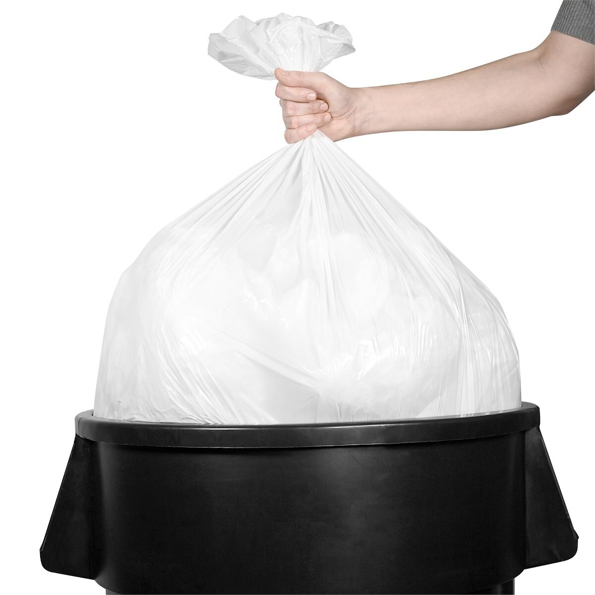 Plasticplace 32-33 Gallon White Trash Bags, 33″W x 39″H, (150 Count)