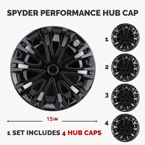 15″ Hubcap Wheel Covers Replacement,Wheel Rim Cover Universal R15 Hub Black