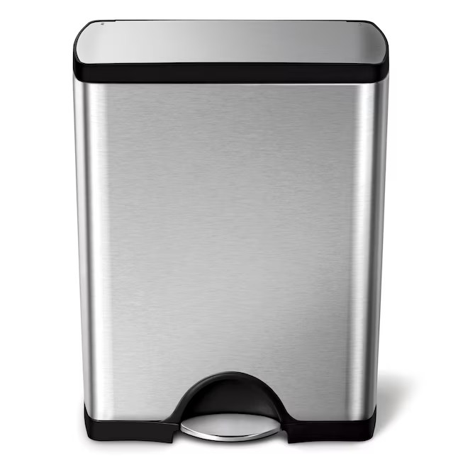 simplehuman 50L 13 Gal Rectangular Step Trash Can Soft Close Brushed Steel