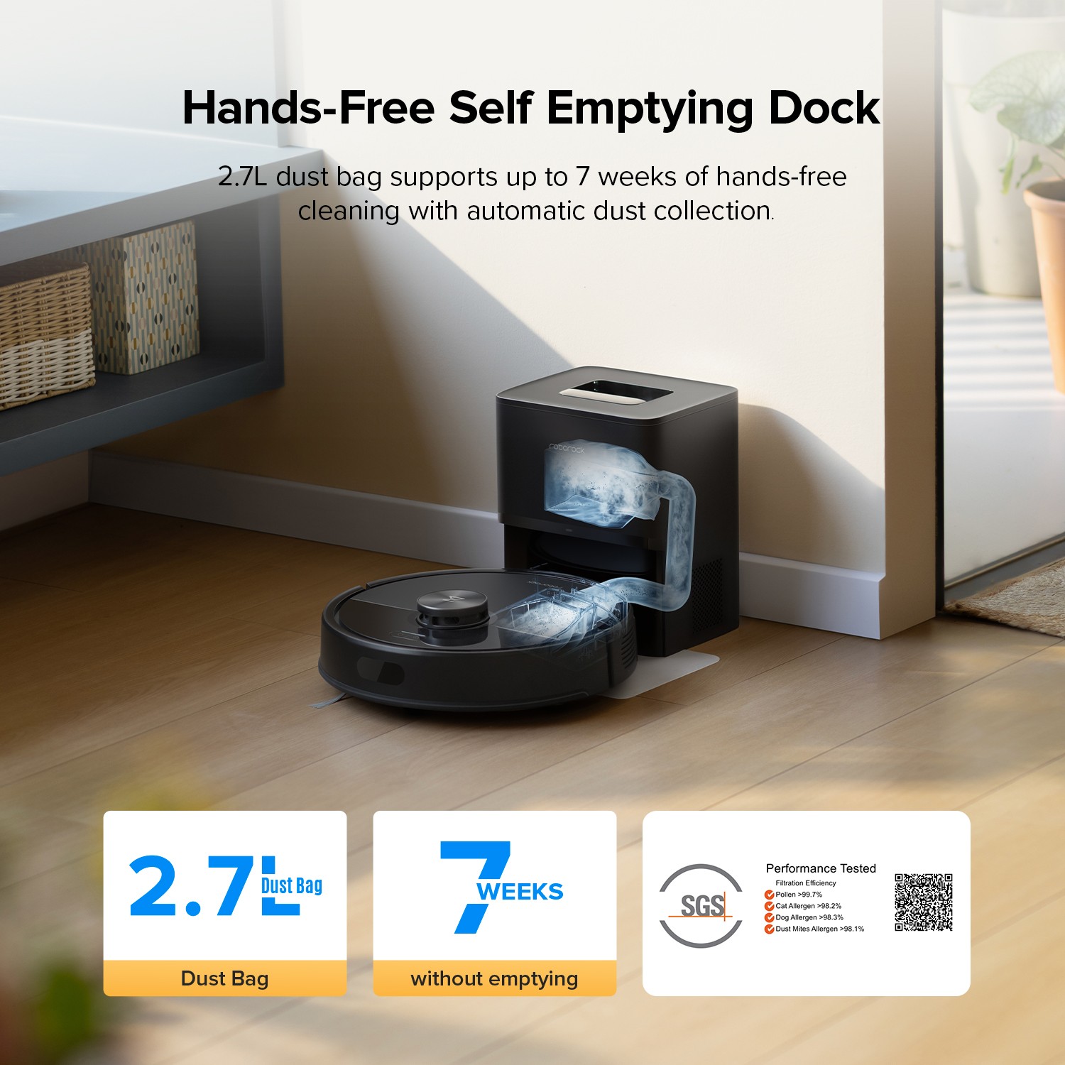 Roborock Q7 M5+ Self-Empty Robot Vacuum Cleaner, 10000Pa – Certified Refurbished